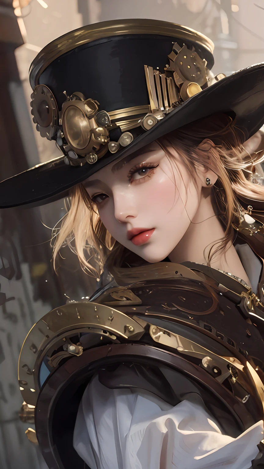 a close up of a woman wearing a hat and a dress, Guviz-style artwork, trending on cgstation, trending at cgstation, steampunk beautiful anime woman, by Yang J, Guviz, 8K high quality detailed art, Stunning anime face portrait, Art germ ; 3d unreal engine, guweiz masterpiece, Beautiful character painting