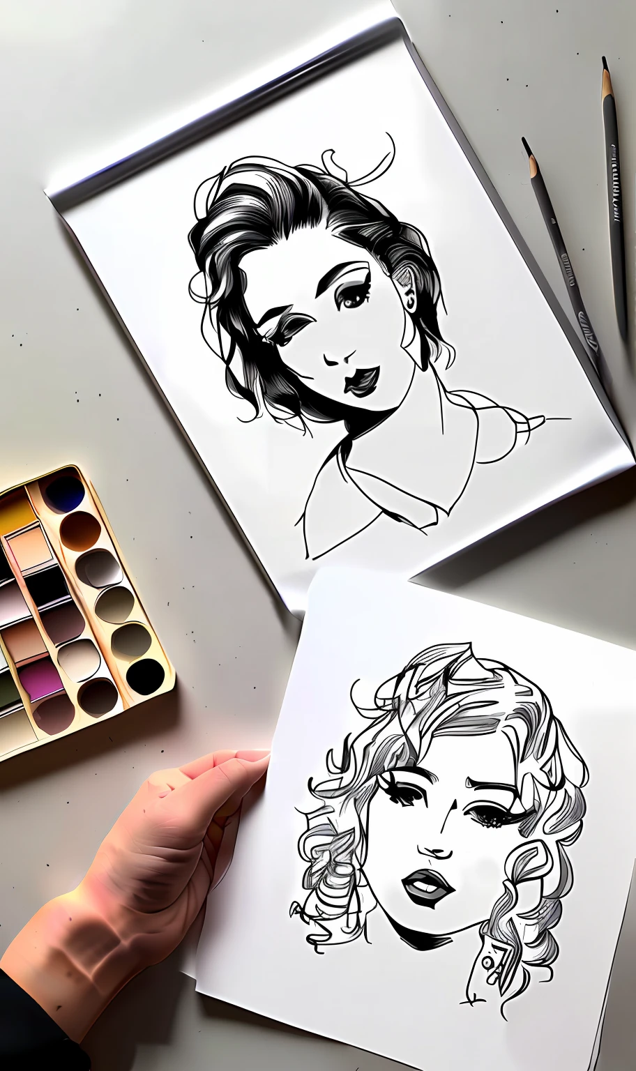Middle-aged designer drawing