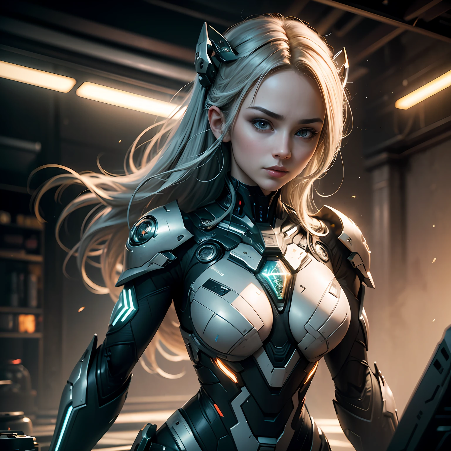 Cinematic, clear facial features and insanely detailed, this artwork captures the essence of the girl with breathtaking beauty. The color grading is beautifully done, enhancing the overall cinematic feel. Unreal Engine brings her to life, making her appearance even more mesmerizing.

With the use of depth of field (DOF), every detail is focused and accentuated, drawing attention to her eyes and hair. The image resolution is at its peak, utilizing super-resolution technology to ensure every pixel is perfect. Cinematic lighting enhances her aura, while anti-aliasing techniques like FXAA and TXAA keep the edges smooth and clean.

Adding realism to the robot-like body suit, RTX technology enables ray tracing, making it look as if it's actually there. Additionally, SSAO (Screen Space Ambient Occlusion) gives depth and realism to the scene, making the girl's presence even more convincing.

In the post-processing and post-production stages, tone mapping enhances the colors, creating a captivating visual experience. The integration of CGI (Computer-Generated Imagery) and VFX (Visual Effects) brings out her robotic features in a seamless manner. SFX (Sound Effects) complement the visual artistry, immersing the viewer further into this fantastic world.

The level of detail is awe-inspiring, with intricate elements meticulously crafted, making the artwork hyper maximalist and hyper-realistic. Volumetric effects add depth and dimension, and the photorealism is unparalleled.

The image is rendered in 8K resolution, ensuring super-detailed visuals. The volumetric lightning adds a touch of magic, highlighting her beauty and aura in an otherworldly way. High Dynamic Range (HDR) technology makes the colors pop, adding richness to the overall composition.

Ultimately, this artwork presents an unreal, yet stunningly real portrayal of an incredibly beautiful girl. The sharp focus ensures that every feature is crisply defined, leaving the audience captivated by her presence.

--v testp