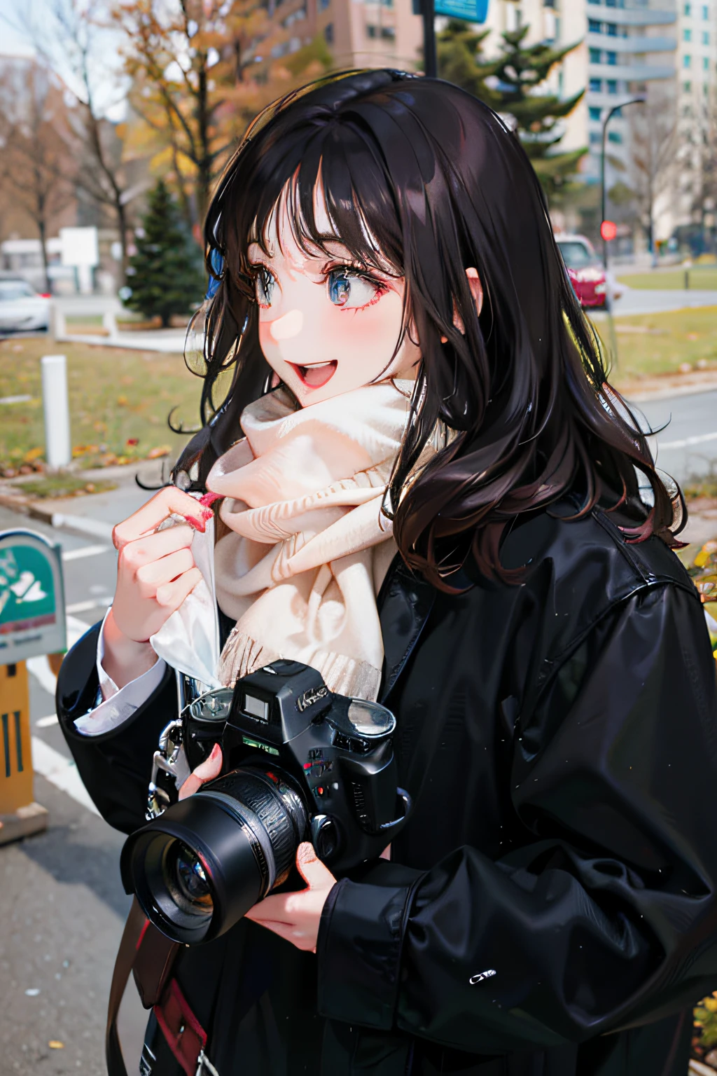 Smile camera caricature cute woman