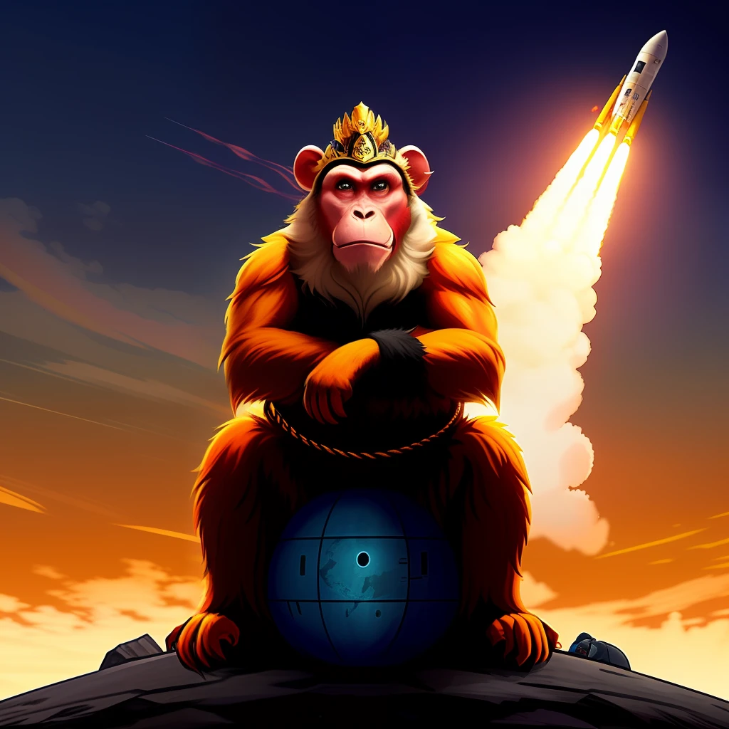 Monkey King rides a rocket