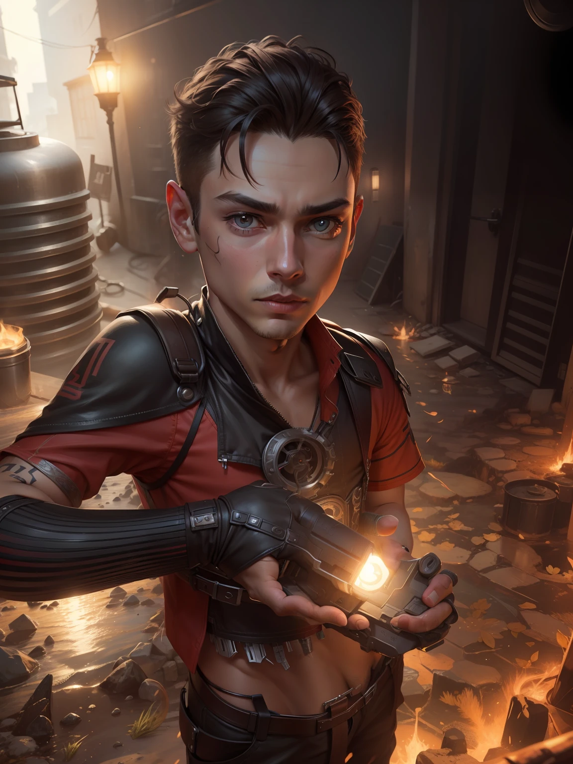 Change background syberpunk handsome boy, realistic face, 8k ultra realistic
