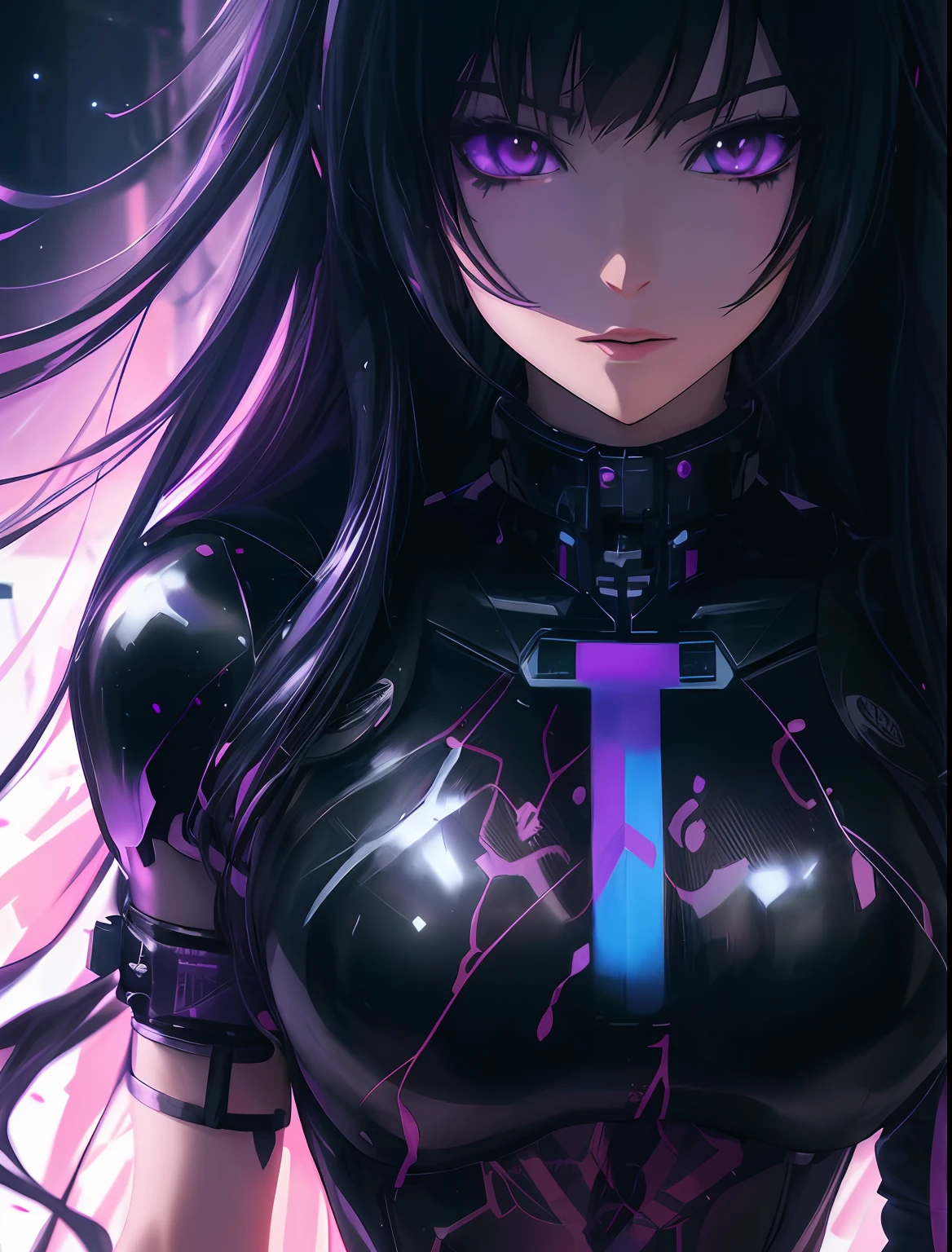 Anime girl with long black hair and purple eyes in black costume, anime style 4 k, Cyberpunk Anime Girl, female cyberpunk anime girl, jet black haired cyberpunk girl, Cyberpunk anime girl mecha, anime cyberpunk art, Digital Cyberpunk Anime Art, 4k anime wallpaper, anime art wallpaper 4k, anime art wallpaper 4k, anime wallpaper 4 k, anime wallpaper 4k