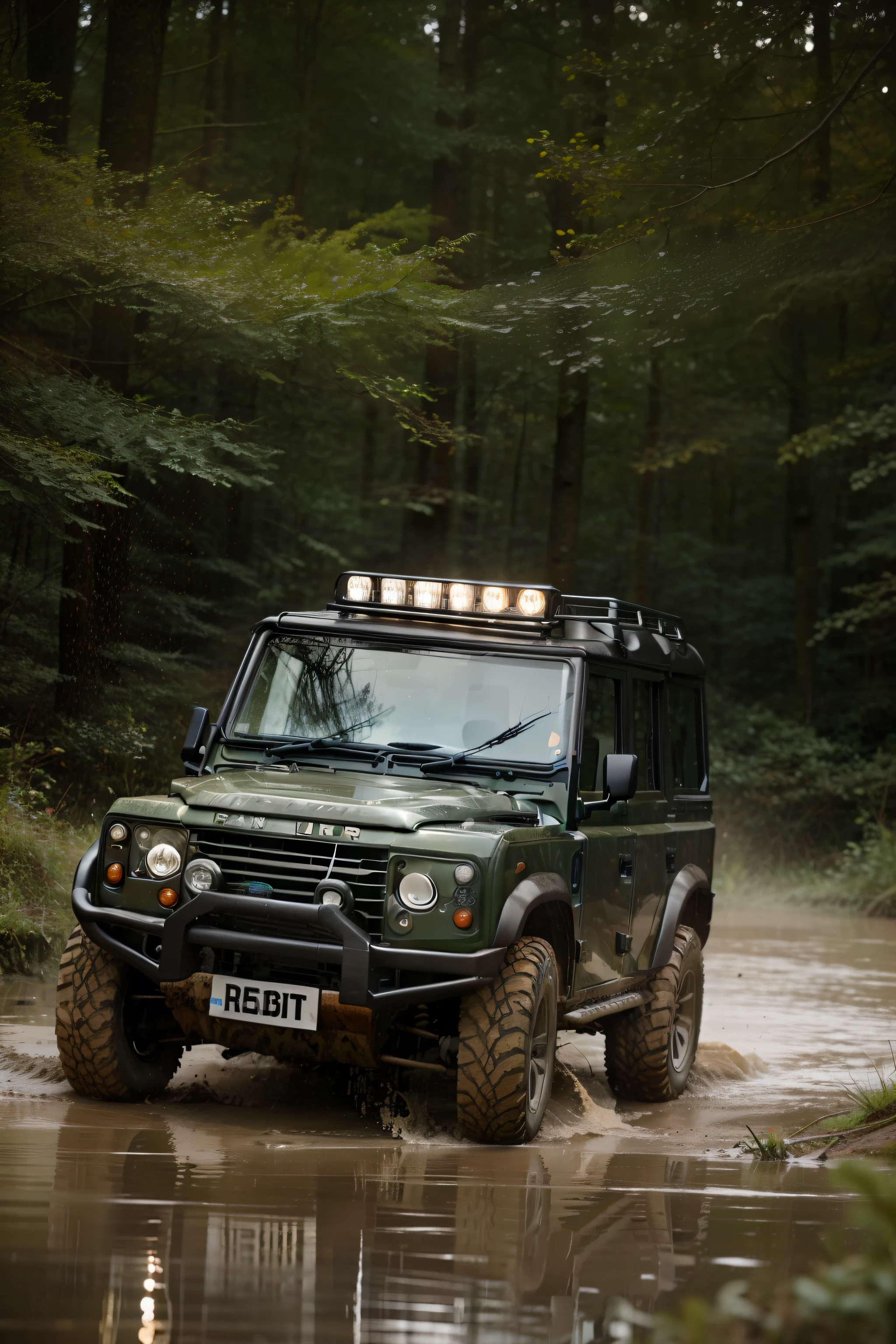 a man in a wet offroad challenge of landrover