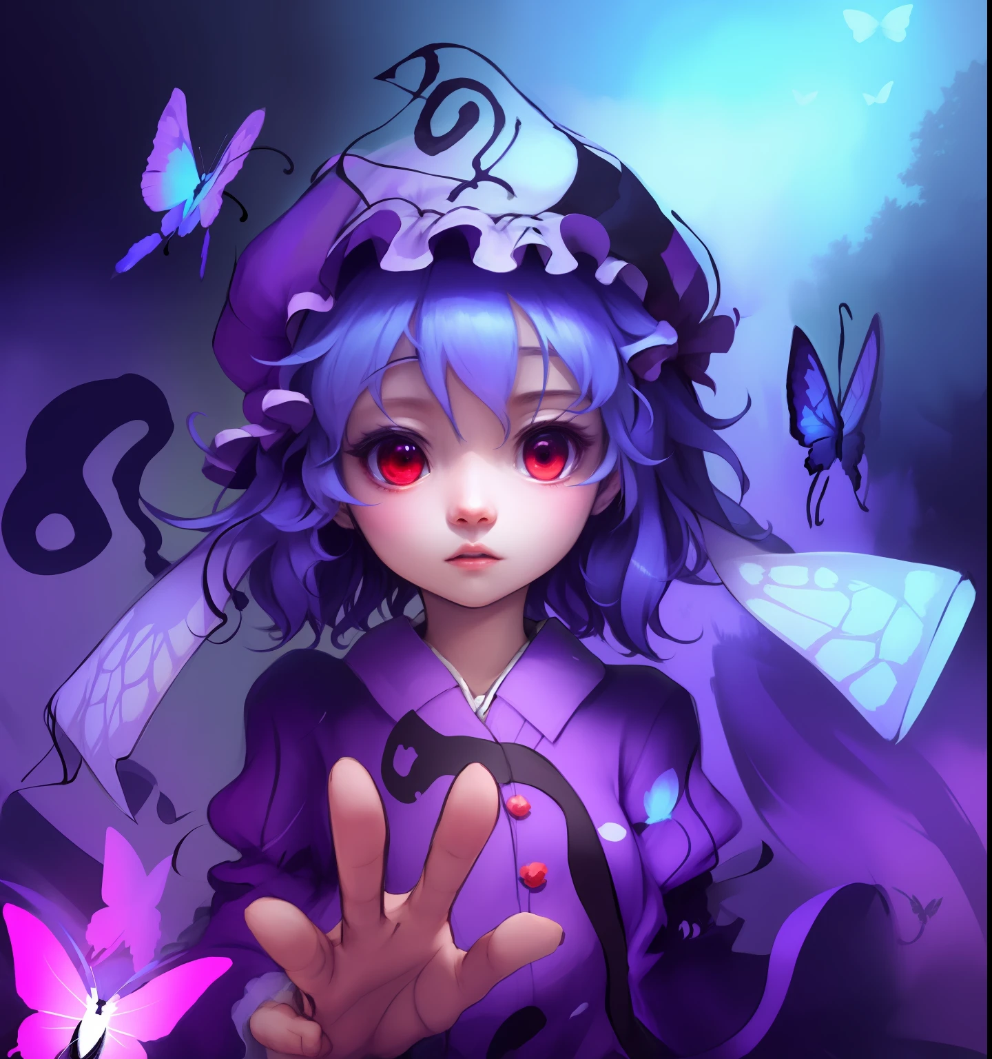 uuz, touhou project, beautiful girl, butterfly