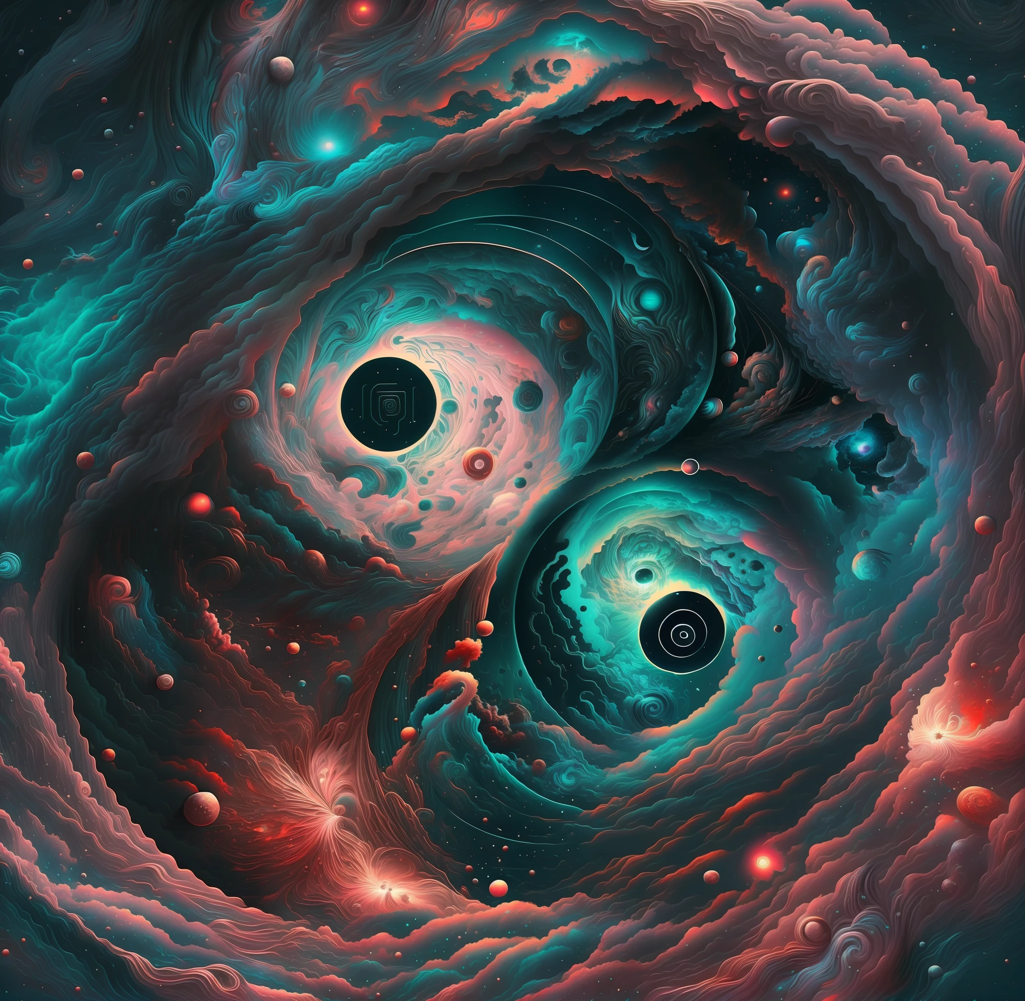 Ying et Yang, beautiful digital artwork, 4k highly detailed digital art, Yin yang, Breathtaking digital art, space art, amazing digital art, Beautiful digital art, stunning artwork, Harmony of the universe, Nebulae swirl, gorgeous digital art, mind-bending digital art