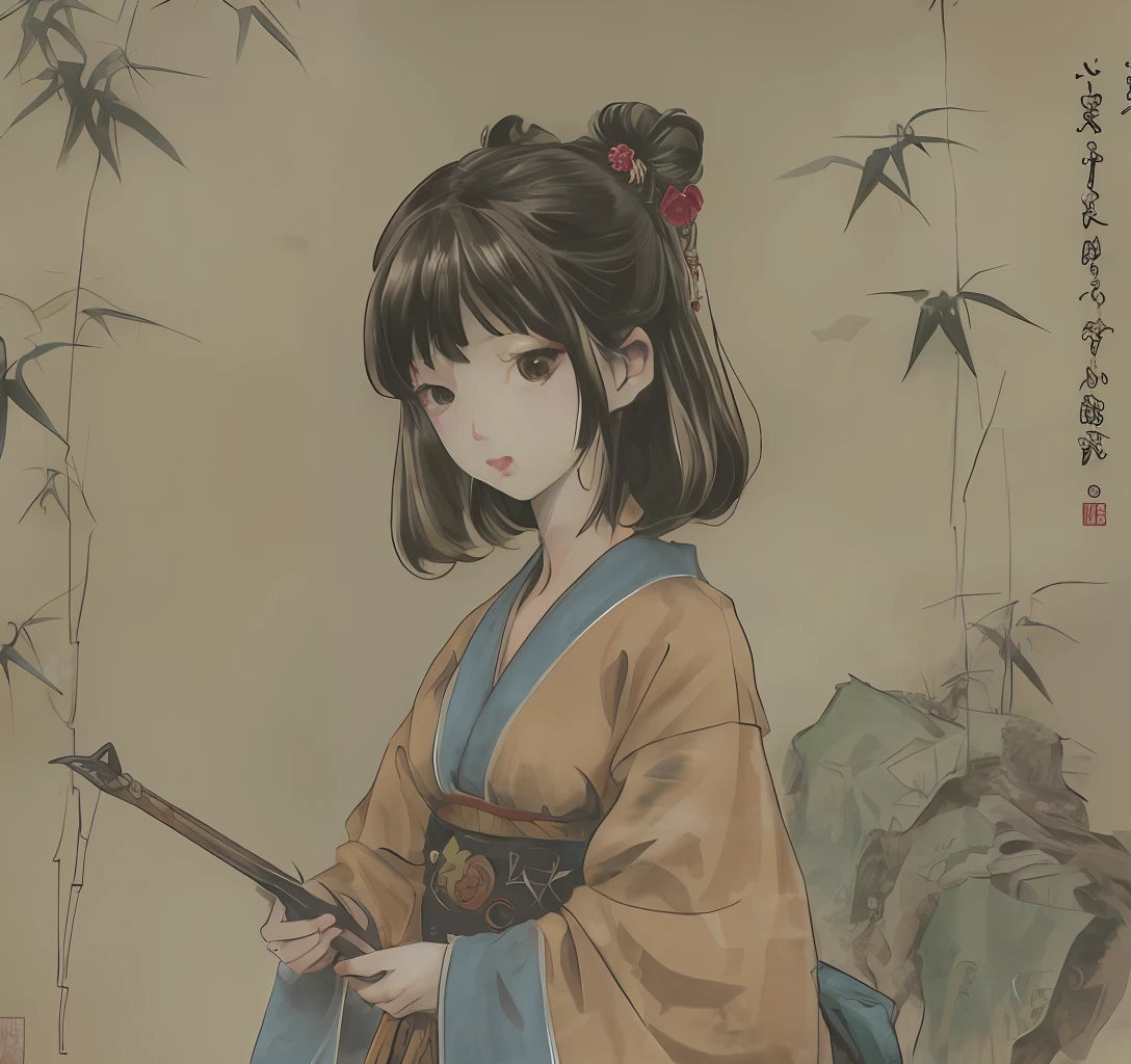 Samurai anime female bamboo forest