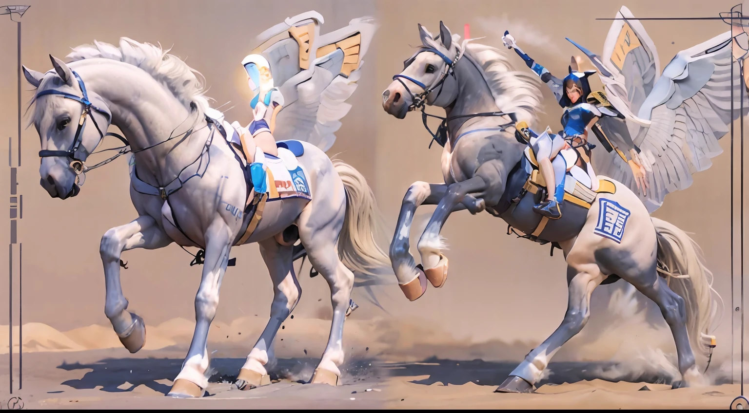 A female centaur,She is famous in the multiverse,She is both a female centaur, half human, half horse, half horse,It is also a female Yingzhao。She blends both images,The first is the head of a horse/neck/Shoulder these parts,After feminization,The upper body transforms into a beautiful female human,Female, half-centaur, half-human, half-horse, half-human,The second is the waist of the horse/hason/gluteal/Legs feminine,Female half-horse with beautiful woman's,Chimer,It's like a female human wearing a half-horse-like costume and making a seamless chimera,This chimerization is based on powerful futuristic technology。The ultra-wide-angle lens captures the image of her sleek and ethereal wings charging and leaping on the ionosphere。Her front half is distinctly feminine,Tall sexy body,Has K cup teardrop-shaped giant tit chest,It has a small man's waist butterfly spanning long legs,The half-horse part of the hind body,Embedded interface in the front half of the body hip position。The horse-shaped, half-horse torso form of her back body is completely female and humanized。A sexy bent dog-style shaped ribcage embedded in the lower back position of the beautiful woman's body from the upper end of the sternum/lower back/Ventral transverse。Then there are the sexy beauty's upright hips,Her entire body has been completely feminized,Including the half-horse part。Mechanized armor covers the legs with knee-shaped anti-joints and feet,And these parts are highly anthropomorphic,This makes her legs graceful and slender,Her four horse legs exploded in length proportions and was slender and toned,Under the legs are skinny white feet dressed in Skyscraper Heels,Use Midjourney's advanced stroke tools and color palettes, as well as texture packs, model packs, and texture tools,Concentration,Femaleize all parts of her original equine physiologic appearance,And give these parts an ergonomic appearance,Fine treatment of the thoracic and abdominal cavity of the posterior body,As well as hips and