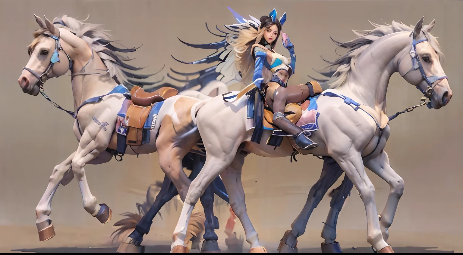 A female centaur,She is famous in the multiverse,She is both a female centaur, half human, half horse, half horse,It is also a female Yingzhao。She blends both images,The first is the head of a horse/neck/Shoulder these parts,After feminization,The upper body transforms into a beautiful female human,Female, half-centaur, half-human, half-horse, half-human,The second is the waist of the horse/hason/gluteal/Legs feminine,Female half-horse with beautiful woman's,Chimer,It's like a female human wearing a half-horse-like costume and making a seamless chimera,This chimerization is based on powerful futuristic technology。The ultra-wide-angle lens captures the image of her sleek and ethereal wings charging and leaping on the ionosphere。Her front half is distinctly feminine,Tall sexy body,Has K cup teardrop-shaped giant tit chest,It has a small man's waist butterfly spanning long legs,The half-horse part of the hind body,Embedded interface in the front half of the body hip position。The horse-shaped, half-horse torso form of her back body is completely female and humanized。A sexy bent dog-style shaped ribcage embedded in the lower back position of the beautiful woman's body from the upper end of the sternum/lower back/Ventral transverse。Then there are the sexy beauty's upright hips,Her entire body has been completely feminized,Including the half-horse part。Mechanized armor covers the legs with knee-shaped anti-joints and feet,And these parts are highly anthropomorphic,This makes her legs graceful and slender,Her four horse legs exploded in length proportions and was slender and toned,Under the legs are skinny white feet dressed in Skyscraper Heels,Use Midjourney's advanced stroke tools and color palettes, as well as texture packs, model packs, and texture tools,Concentration,Femaleize all parts of her original equine physiologic appearance,And give these parts an ergonomic appearance,Fine treatment of the thoracic and abdominal cavity of the posterior body,As well as hips and