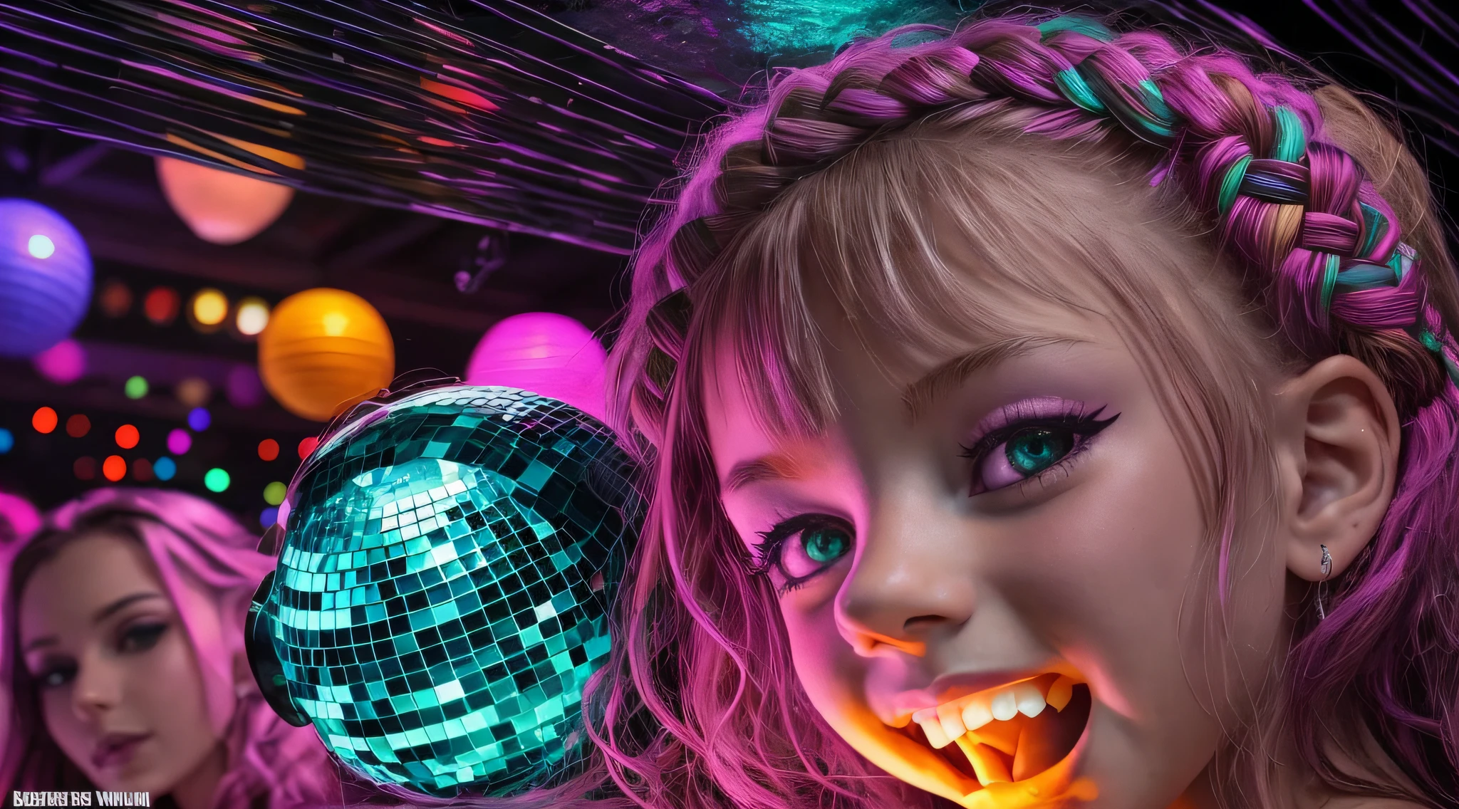 meNINAS KIDS BRAIDS blondies, um close up de uma bola de discoteca com uma luz de Discoteca ao fundo, Disco, festa da discoteca, Celebrando, Denis Velleneuve, mais detalhes, clima de festa, Discoteca do Oculto, DJ, celebration, disco lighting, Disco de pictoplasma, 1 9 th, Disco Broadcast, Desclassificados, decadence, bola de discoteca, Collectible, Bolas de discoteca