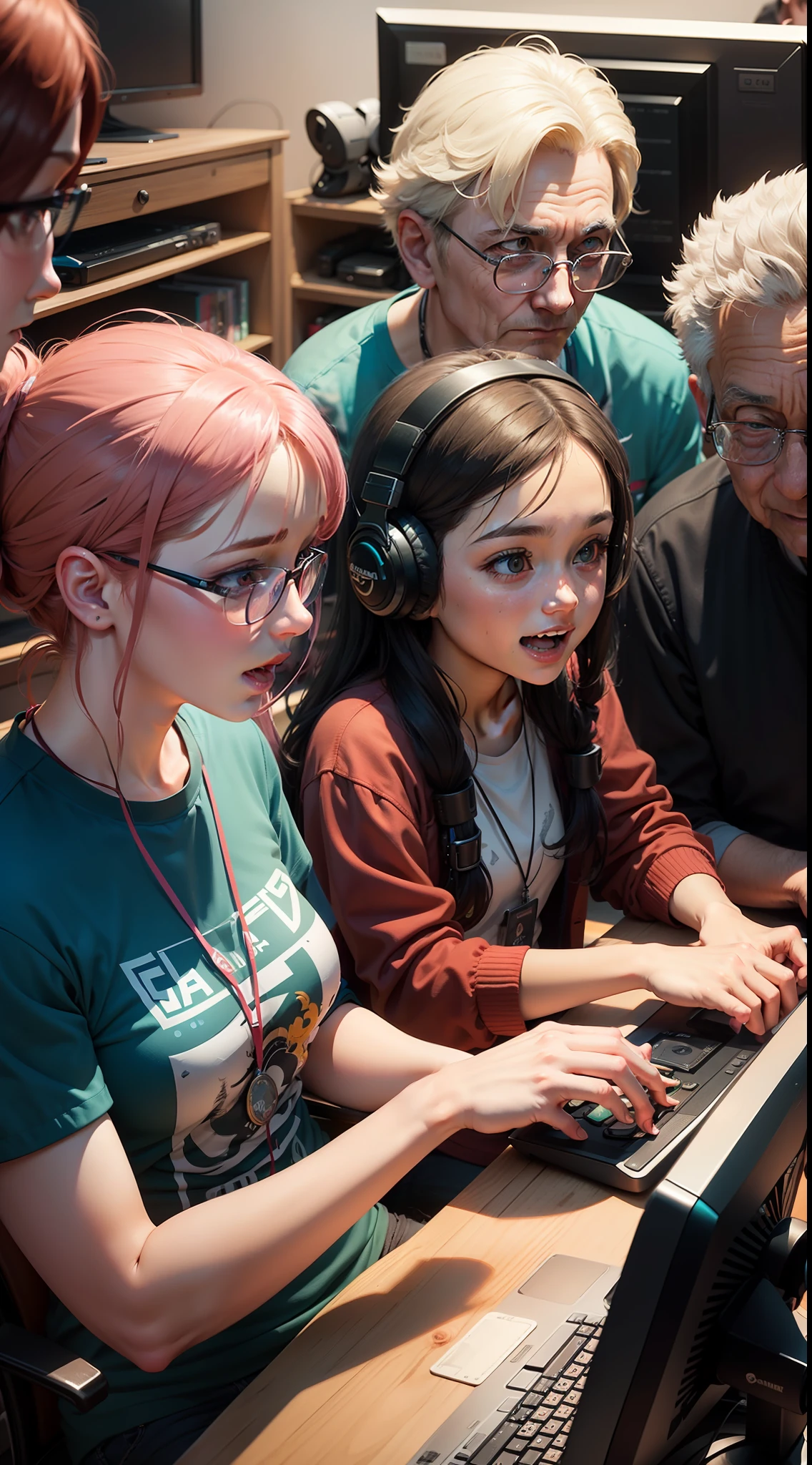 Picture a diverse group of individuals from different age groups, coming together with joy and enthusiasm to play various games.
Among them, you see young children, their eyes bright with wonder and excitement as they explore colorful and imaginative worlds in age-appropriate games designed for their enjoyment and learning.
Next, you notice agers, huddled around consoles or PCs, engrossed in action-packed and competitive titles that challenge their skills and foster camaraderie with their friends.
Moving on, you see young adults, juggling work and personal life, finding solace and relaxation in gaming, whether it's a thrilling adventure, a thought-provoking narrative, or an immersive online experience.
In another corner, there are parents and middle-aged individuals, taking a break from their busy schedules to unwind and reconnect with their inner child, enjoying games that evoke nostalgia or offer moments of escapism.
Lastly, you spot seasoned gamers, the older generation, who have been gaming for decades, displaying a wealth of experience and expertise. They share their passion with others, passing on their knowledge and memories to younger generations.
Despite their different ages and life stages, all of these individuals share a common love for games. Whether they are casual players or avid enthusiasts, gaming unites them, fostering connections and shared experiences that transcend age barriers.
In this diverse gathering of gamers, laughter and excitement fill the air, as people from all walks of life come together to celebrate the joy of gaming, proving that gaming is truly for everyone, regardless of age.