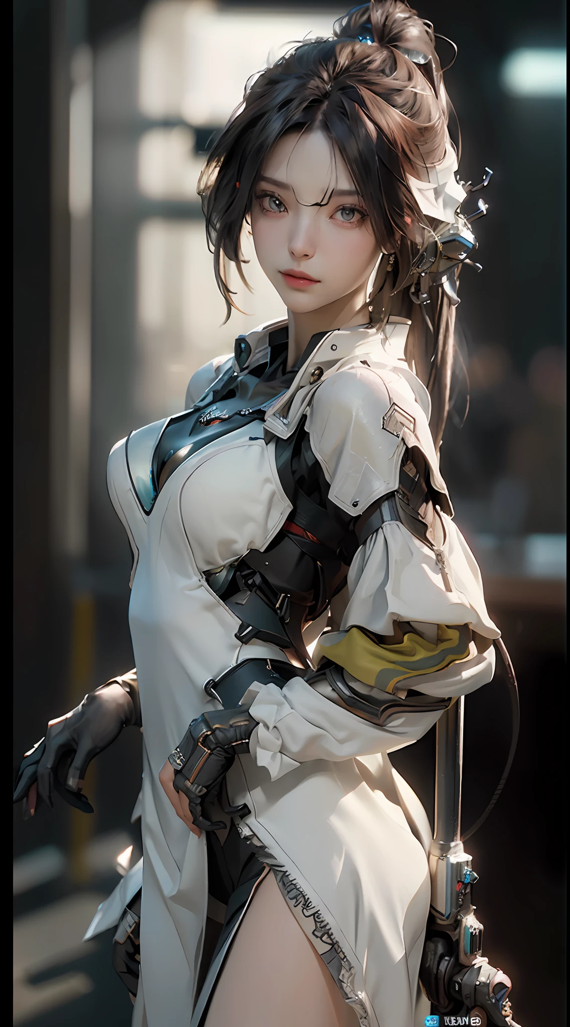 ((Best quality)), ((masterpiece)), (detailed:1.4), 3D, an image of a beautiful cyberpunk female,HDR (High Dynamic Range),Ray Tracing,NVIDIA RTX,Super-Resolution,Unreal 5,Subsurface scattering,PBR Texturing,Post-processing,Anisotropic Filtering,Depth-of-field,Maximum clarity and sharpness,Multi-layered textures,Albedo and Specular maps,Surface shading,Accurate simulation of light-material interaction,Perfect proportions,Octane Render,Two-tone lighting,Wide aperture,Low ISO,White balance,Rule of thirds,8K RAW,