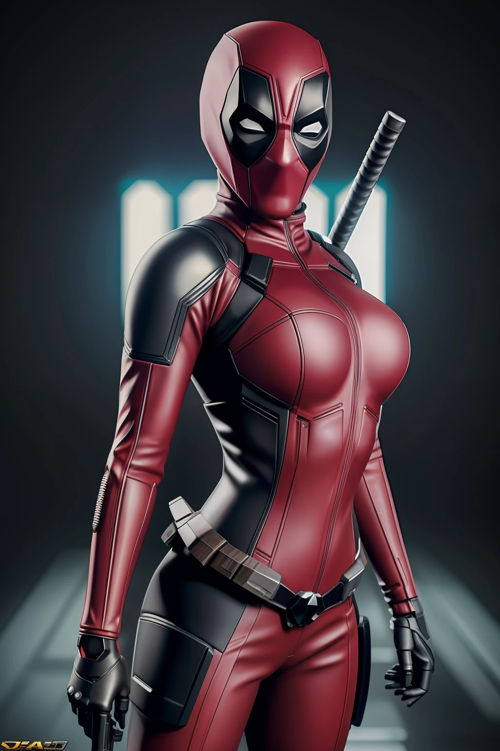 cidade nova ioque, quadrado do tempo, foto de Mulher vestida como Deadpool da Marvel,
Biomechanicals, complex robot, crescimento pleno,
hyper-realistic, pequenos detalhes insanos,
Extremely sharp lines, Cyberpunk aesthetics,
uma obra-prima apresentada em Zbrush Central