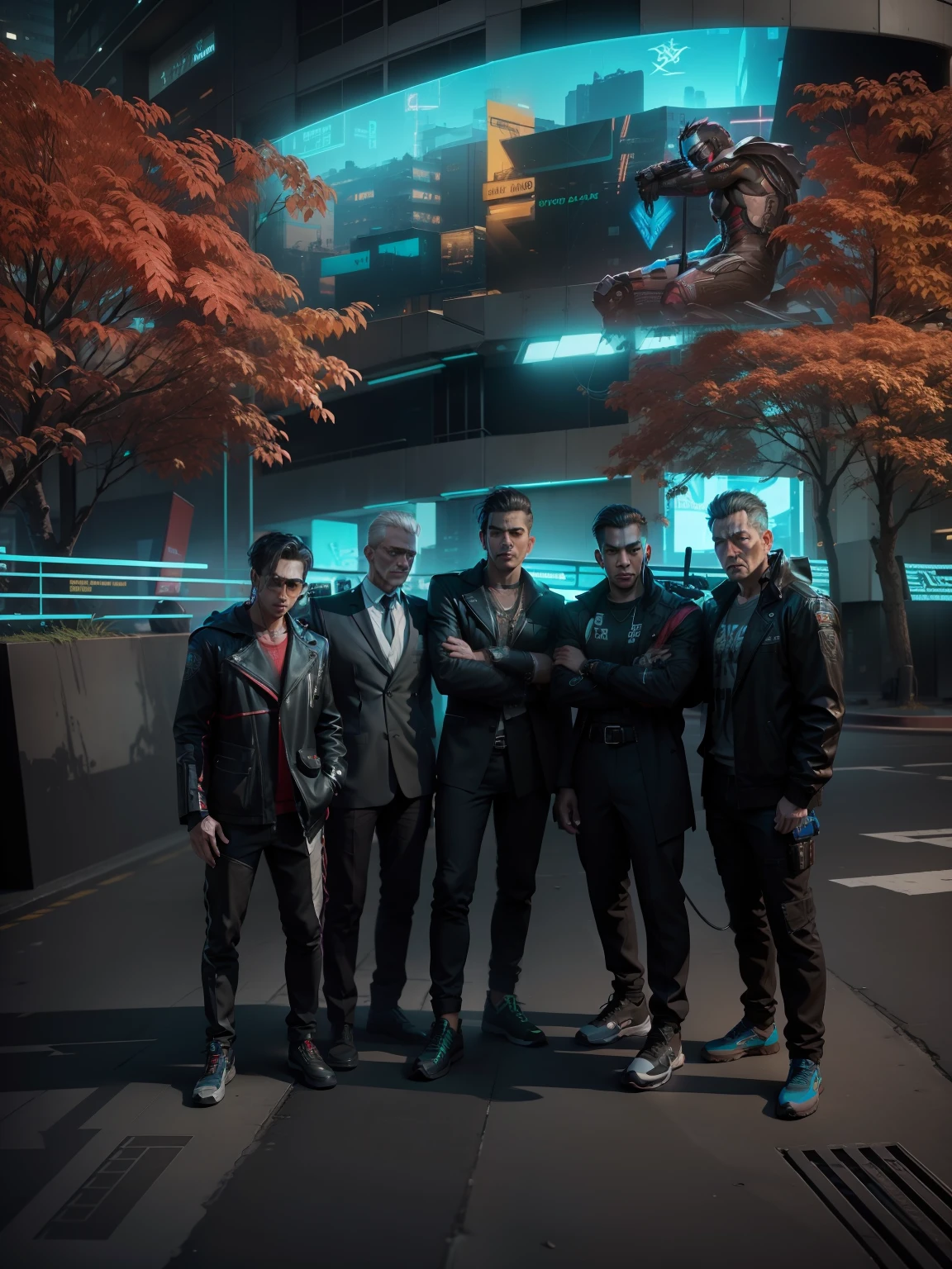 Cyberpunk,ultra realistic, 8k, handsome boys, Chang background