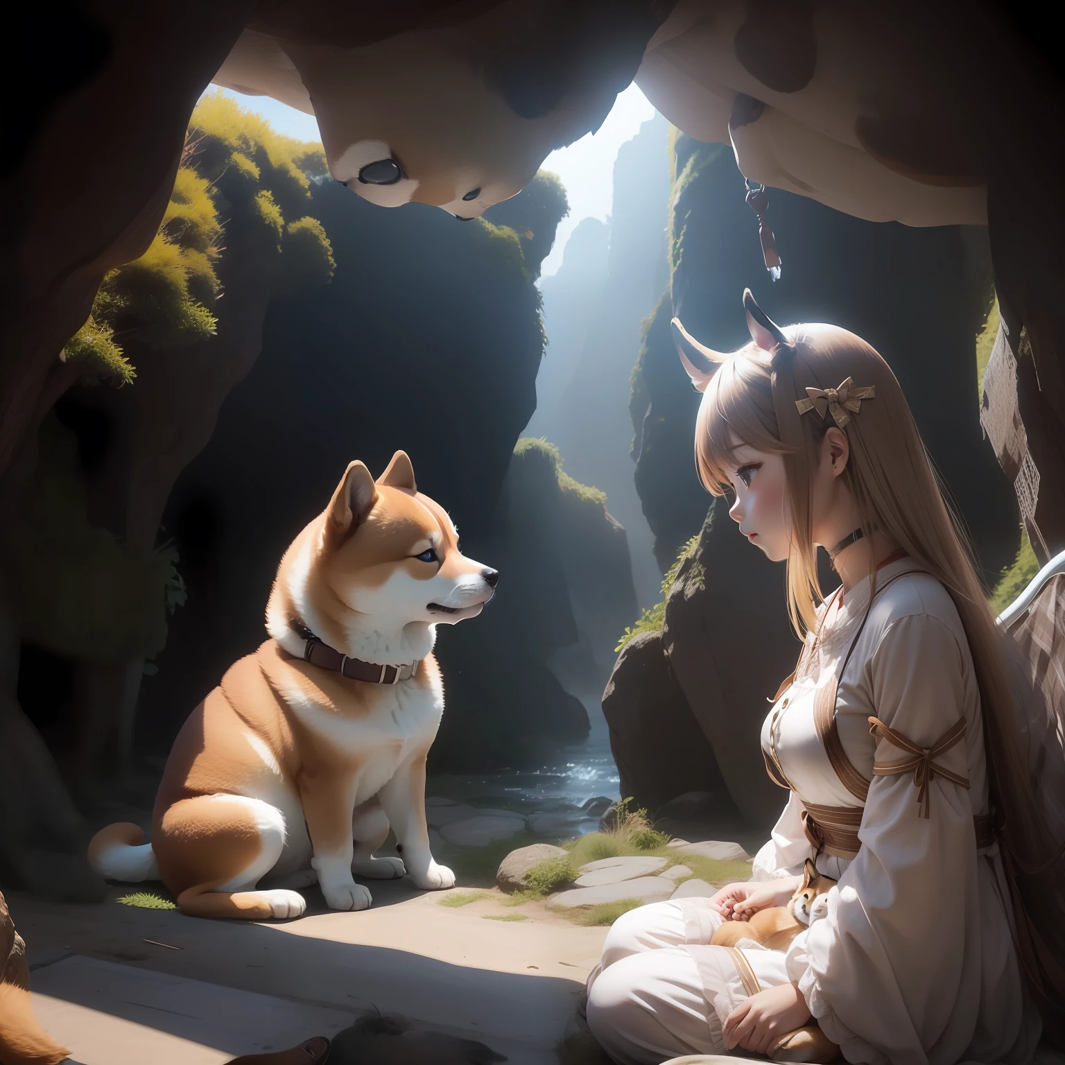 Seated、Cute brown Shiba Inu puppy