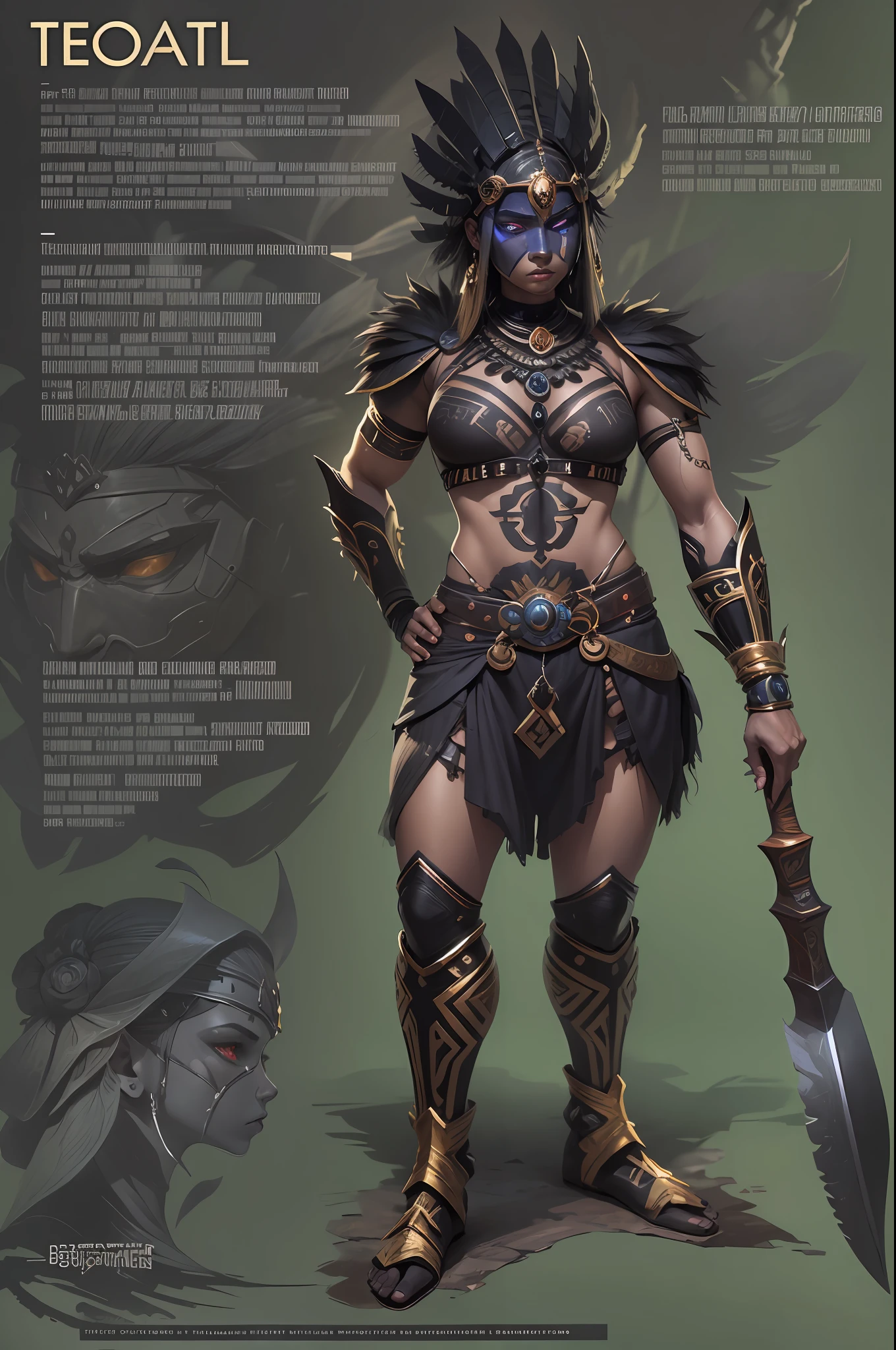 The Tecpatl are a humanoid race inspired by obsidian warriors and Aztec traditions. They have a medium stature with obsidian-like skin that glistens in the sunlight. Tecpatl are highly skilled in the art of combat, using obsidian blades as their primary weapons.