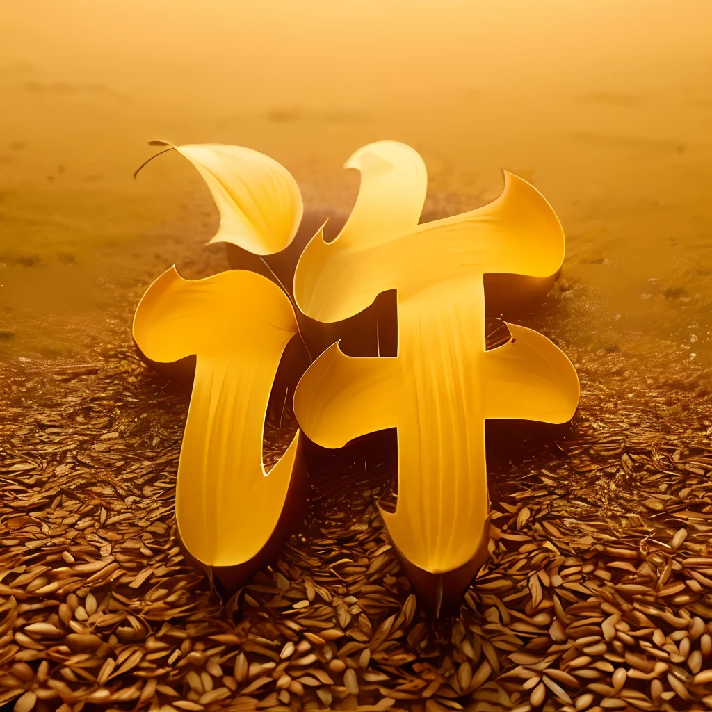 Autumn, fallen leaves, wheat, rice fields, details, abundant