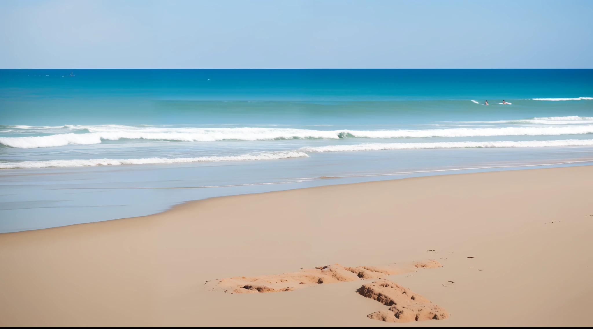 praia deserta, ultra realista, dia claro, vento, artsy photography, bokeh, silhueta de pessoa solitaria