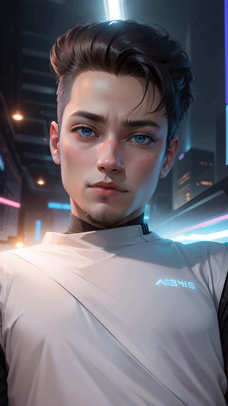 Anime boy, anime face, scifi background, scifi art, cyberpunk, mecha, ultra hd graphics