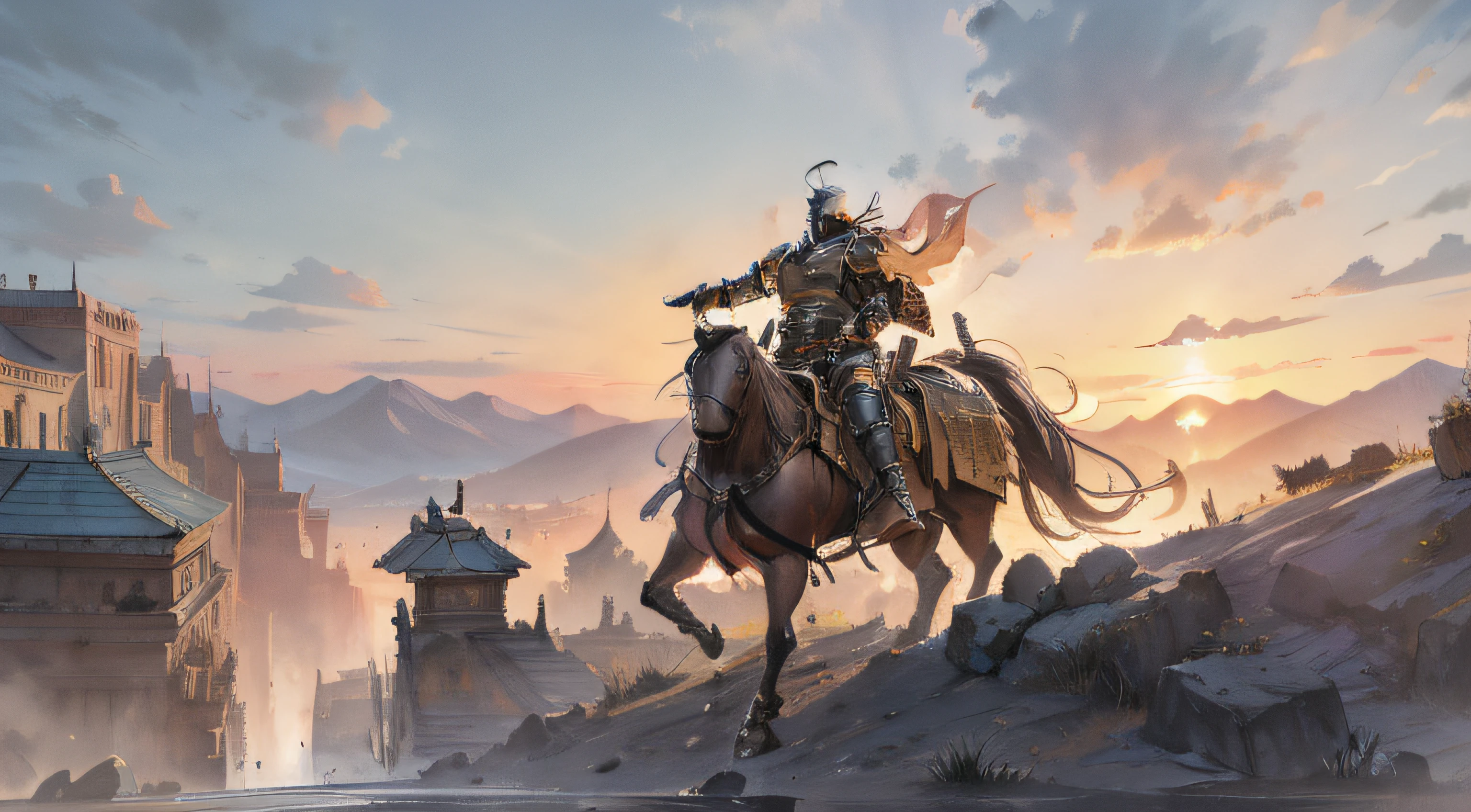 Ancient arena,A strong man,Wearing armor,Raise bronze with both hands,Face Evil Horizontal,There were many onlookers nearby