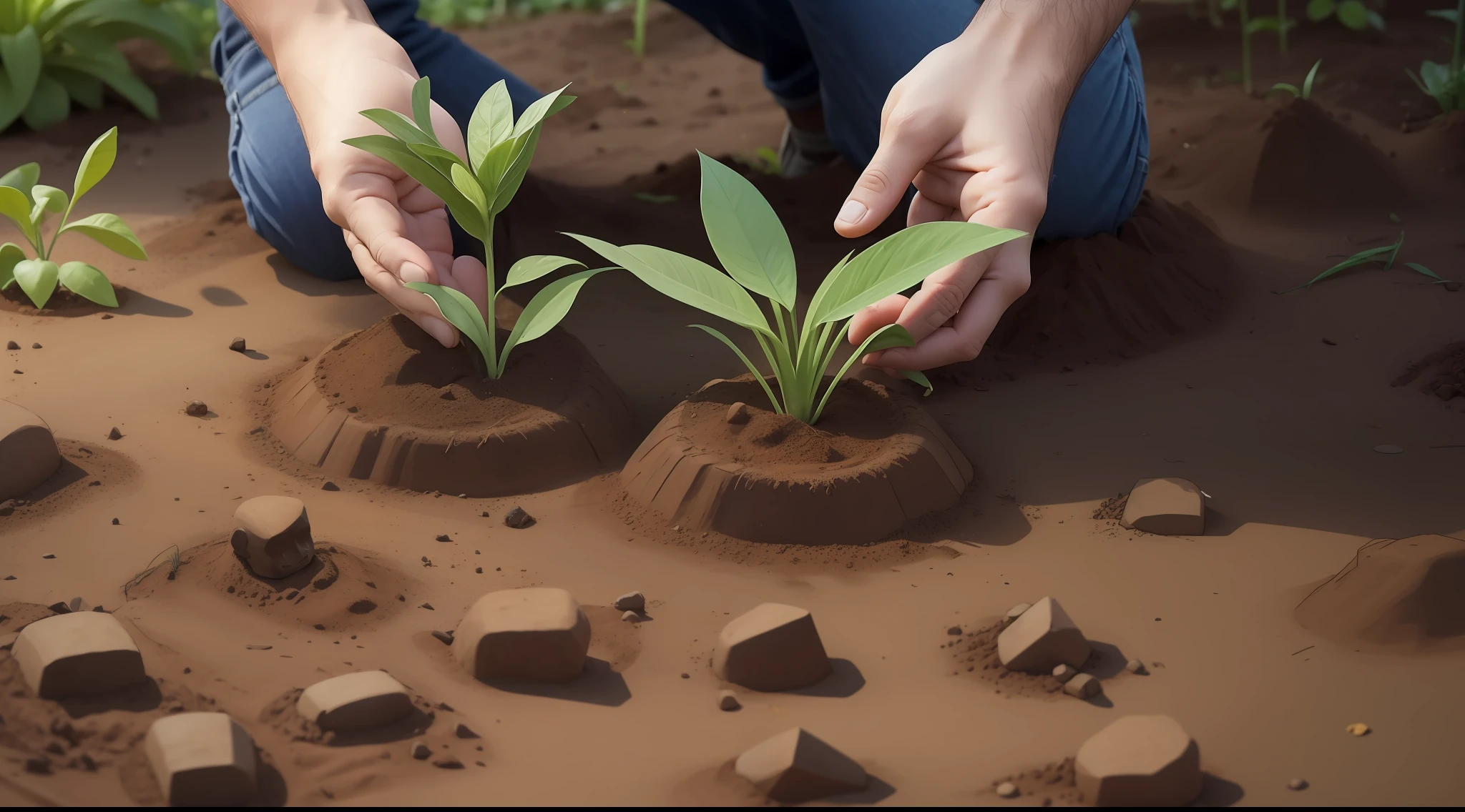 someone is holding a plant in the dirt with their hands, nitrogen-rich soil, gardening, permaculture, moai seedling, 278122496, soil, 1614572159, 2506921471, plants, plant roots