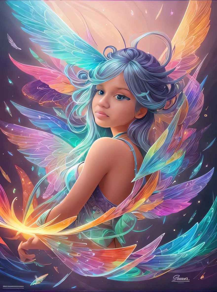 uma pintura digital de uma jovem com cabelo azul e asas, fada bonita, arte de fantasia digital colorida, fada astral, fada bonita, bela arte digital, Retrato da fada, Retrato de uma fada, fada adulta bonita, lindo arte digital, arte digital muito bonita, linda arte digital linda, bela arte de fantasia, arte digital fantasia, estilo de arte de fantasia