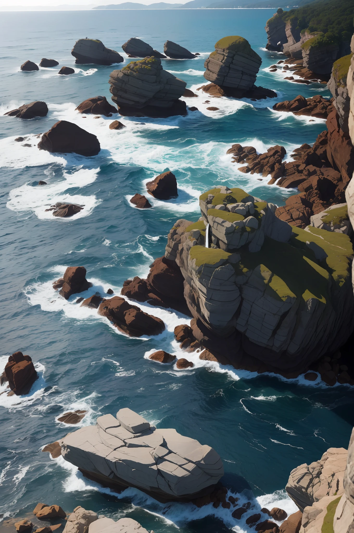 Large rocky coast、solid、Carvable rock surface、Not moved