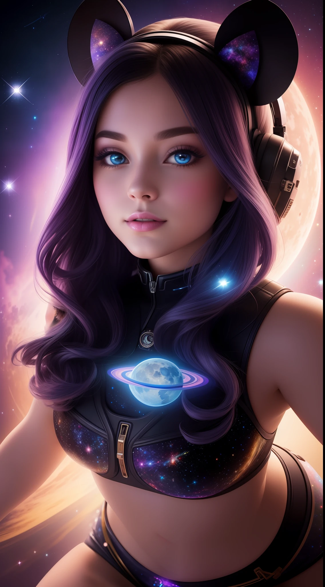 Super detailed art photography, Midnight Aura, luna, Minnie Mouse as an astronaut, night sky, Space, detailed gorgeous face, Happy Eyes, dreamy, Glowing, Backlit, saturated colors, Super High Resolution, ultra sharp focus, An intricate artistic masterpiece, the golden ratio, Intricate, Epic, high detail , brightness, cinematic character rendering, Super High Model, 64k tall