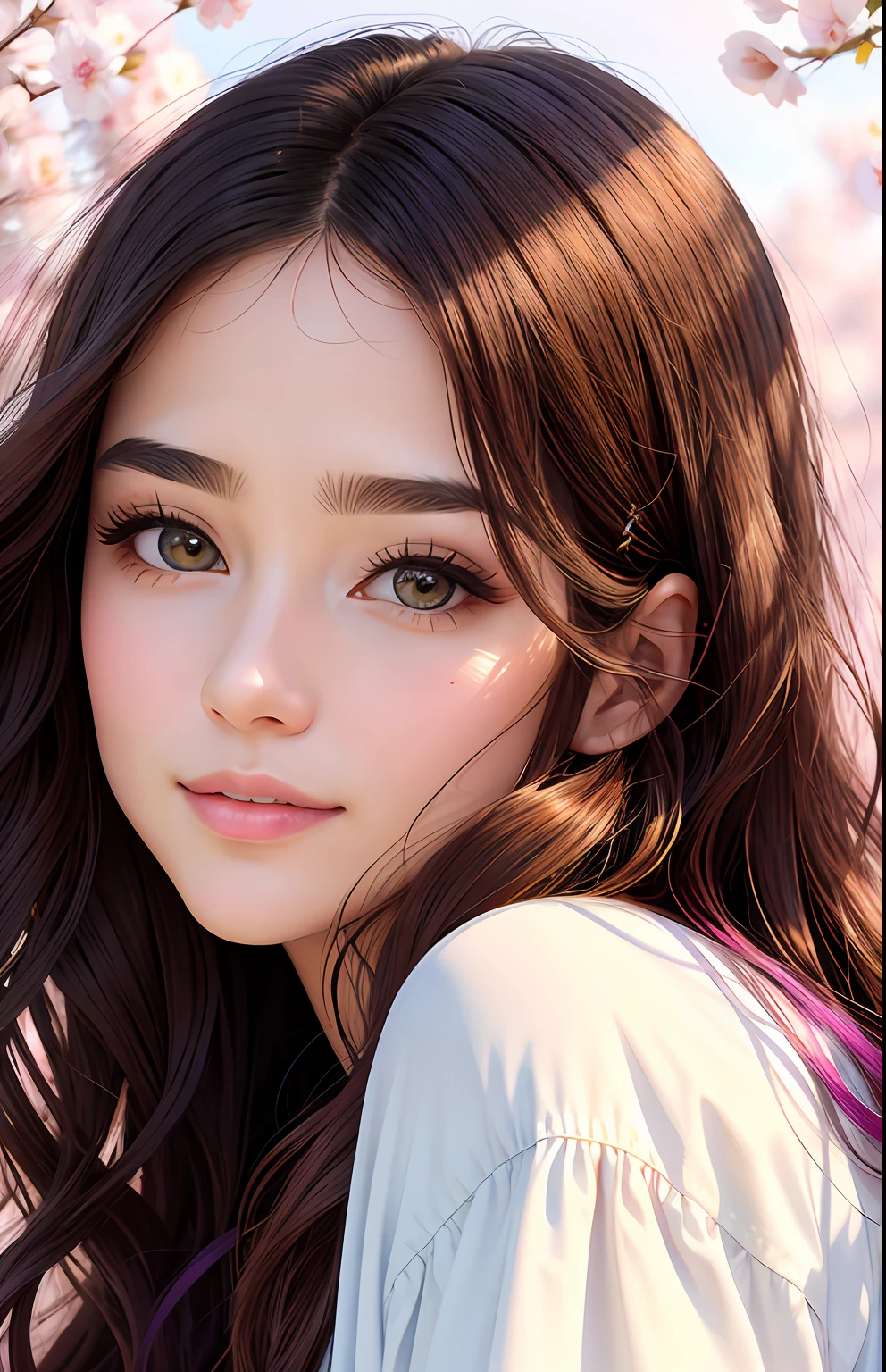 animesque、portraitures、One Person20age、Pretty Woman、Moisturized eyes、Casual clothing、a picture、oval jaw、beautiful countenance、The hair、Colorful eyes with beautiful shine,,、LDS Art