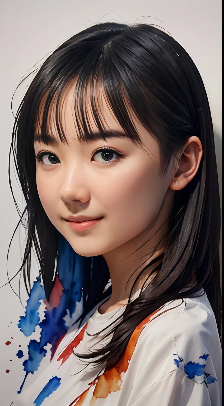 Maple、Twenty year old girl、Silhouette Touch、watercolor paiting、A detailed face、