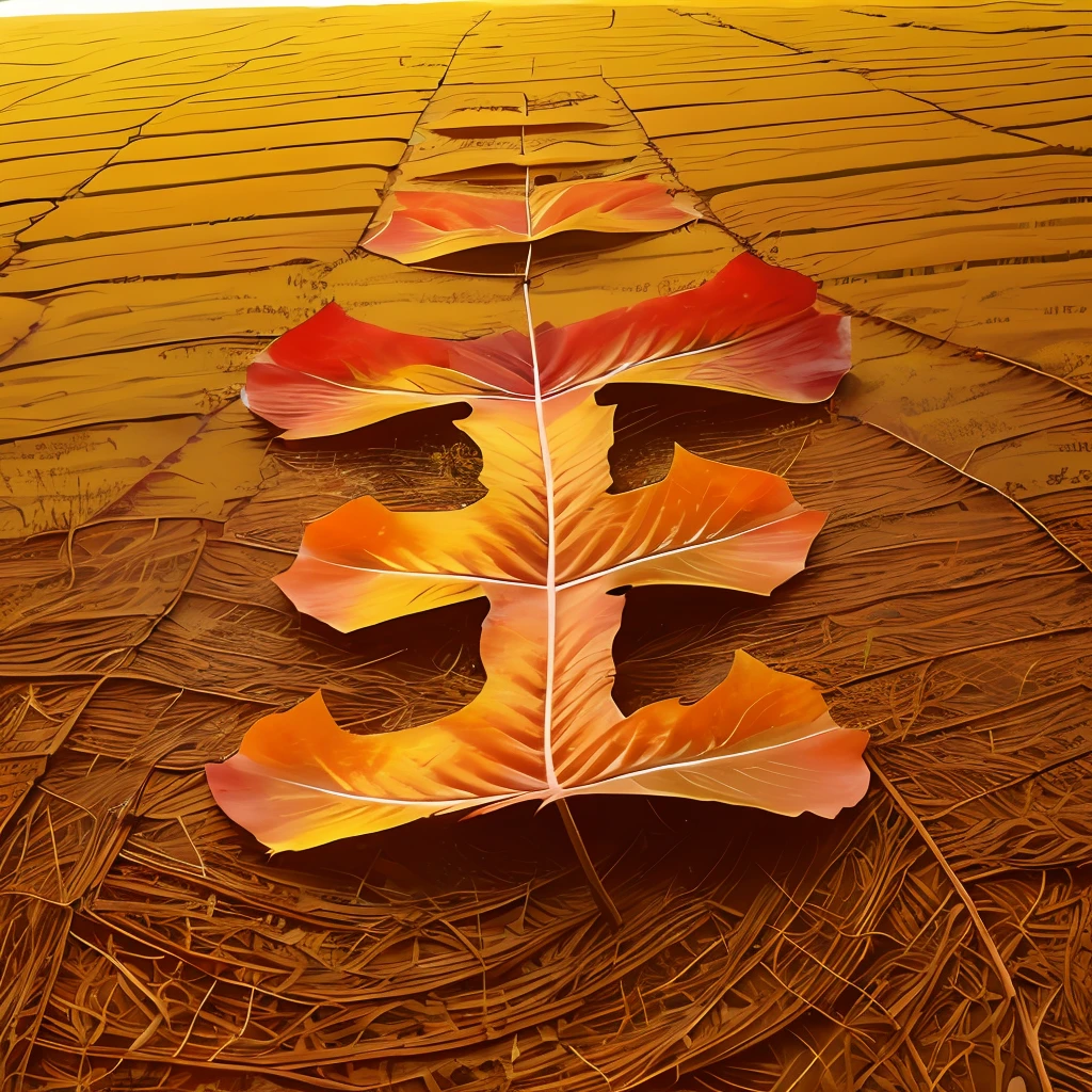 Autumn, fallen leaves, wheat, rice fields, details, abundant