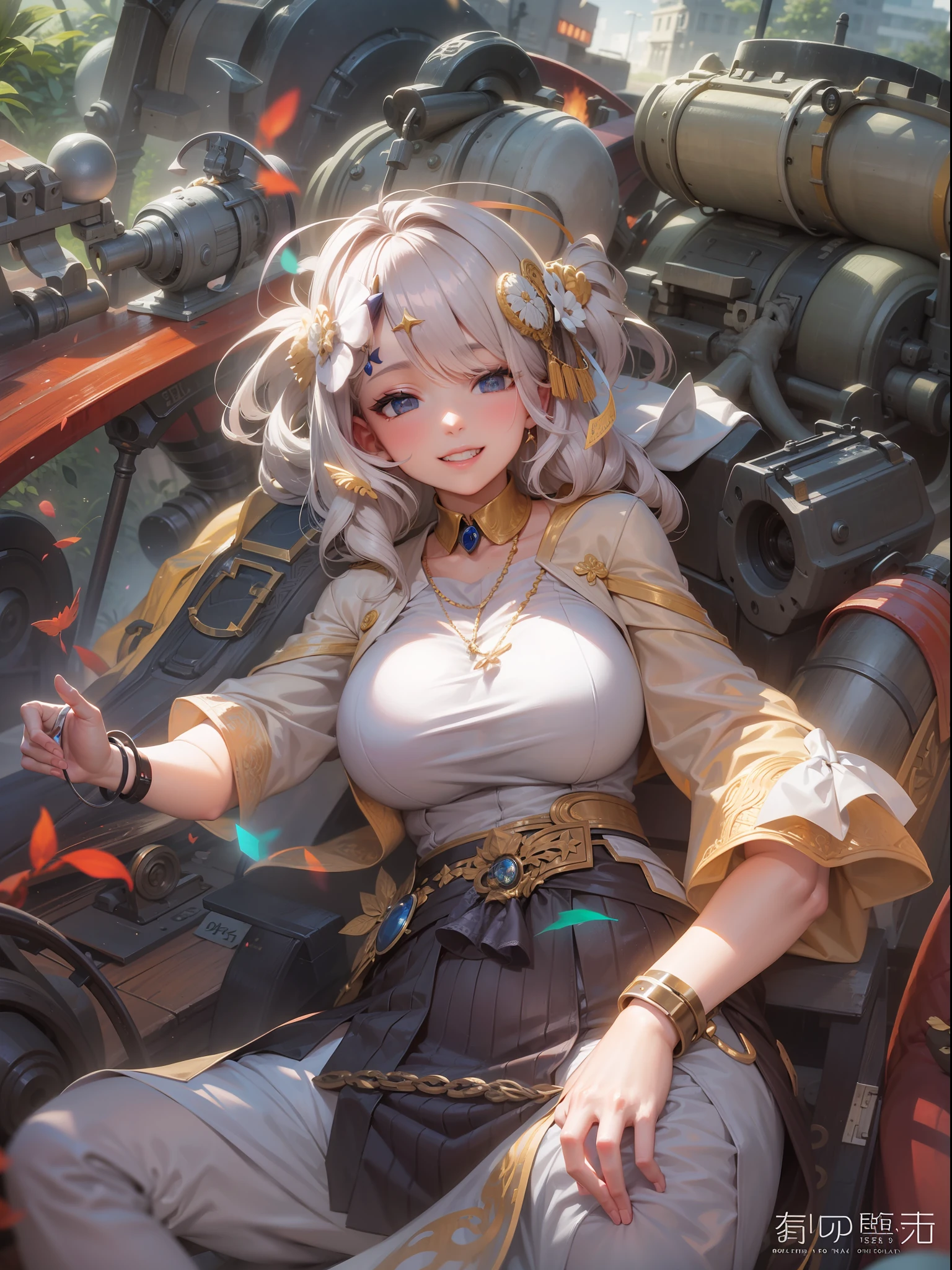 Magic Tank Ride on、huge bust Lady、gently smiling、