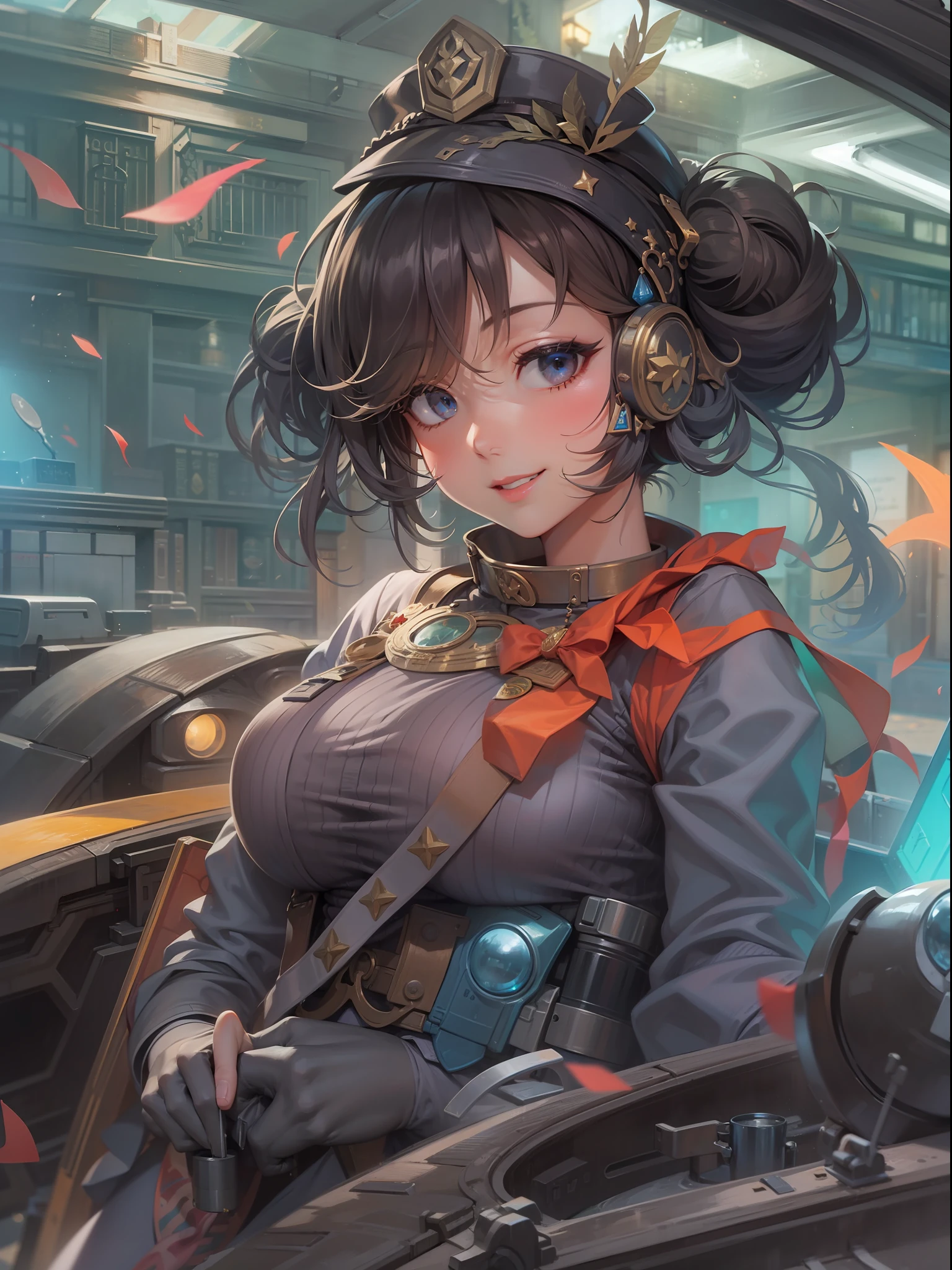 Magic Tank Ride on、huge bust Lady、gently smiling、