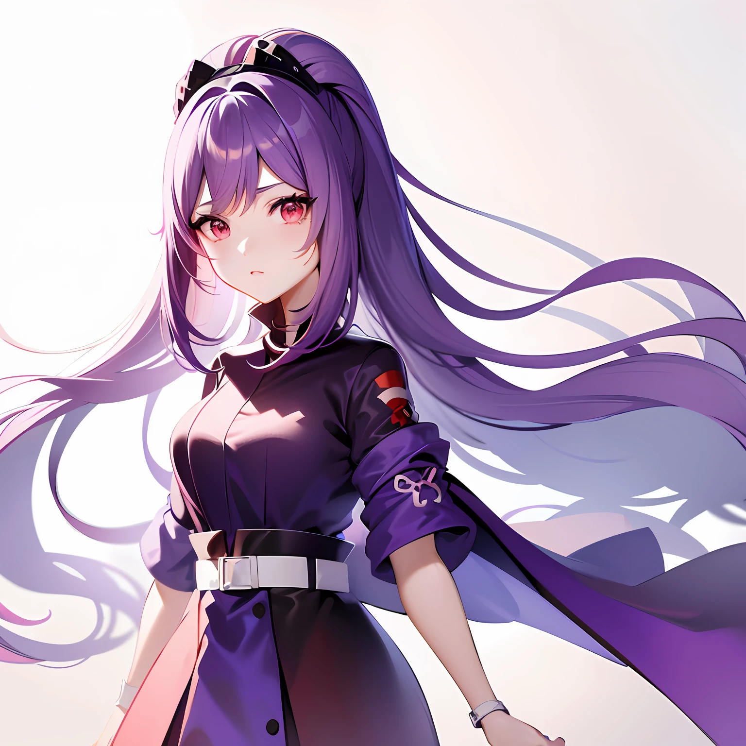 Anime girl with purple hair and red umbrella in front of white background, anime moe art style, ilya kuvshinov with long hair, (Anime girl), Anime girl with long hair, Two-dimensional anime art style, beautiful anime art style, Marin Kitagawa fanart, anime art style, in an anime style, Beautiful anime girl, a beautiful anime portrait
