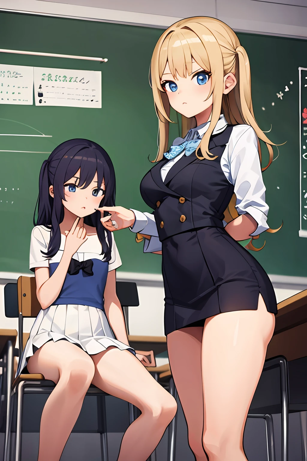 best quality,masterpiece,classroom,(2girls:1.4)