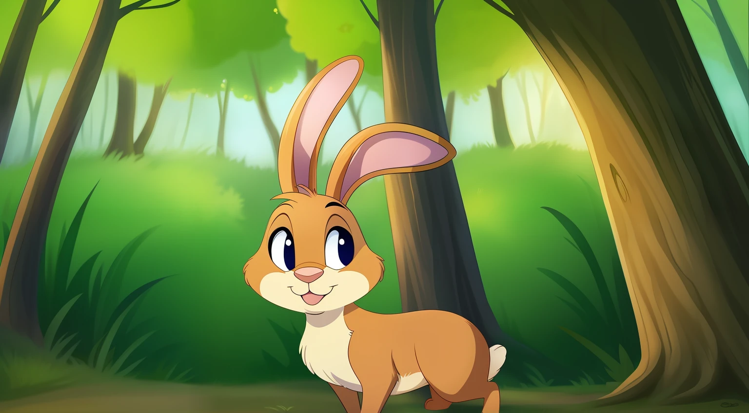 A rabbit in the forest,Disney style