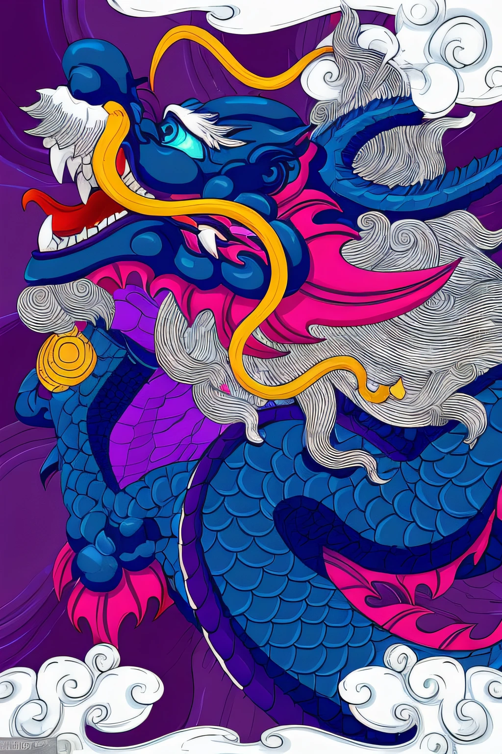 Illustration of a dragon with a long tail and a red hat, cyan chinese dragon fantasy, majestic japanese dragon, super detailed color art, colossal dragon as background, smooth chinese dragon, hyper detail illustration, Chinese Dragon, detailed digital illustration, super detailed color art, Blue dragon, colorful illustrations, highly intricate and colorful, Dragon Art, bright colors highly detailed