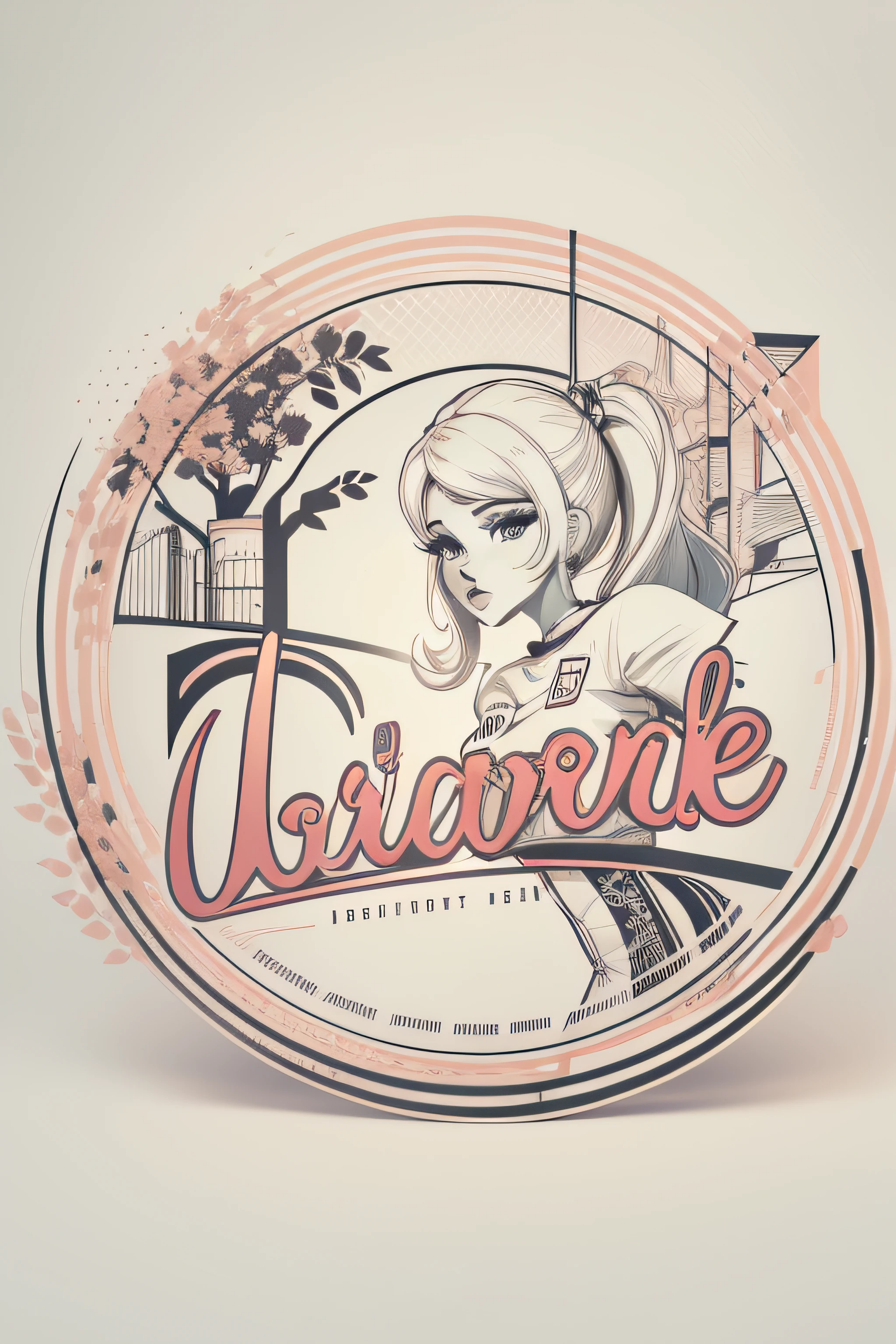 Modern line art logo design, Only words, Barbie, Ken loves Barbie, Minimalist, bars, A logo, Vintage, Retro,Round design、White background、Shirt Design、White background