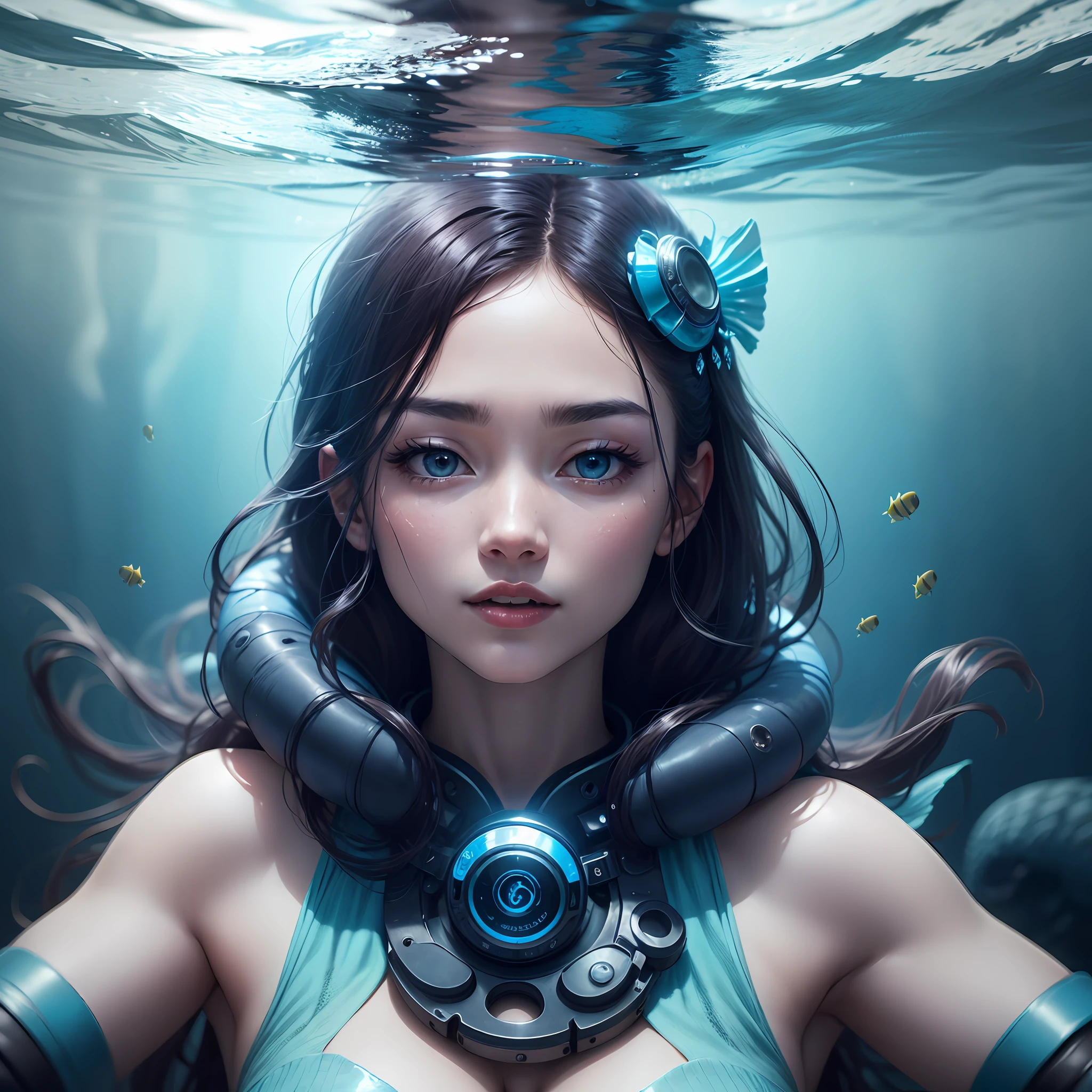 In the deep sea, Beauty woman。((Best picture quality, 8K, tmasterpiece:1.3))