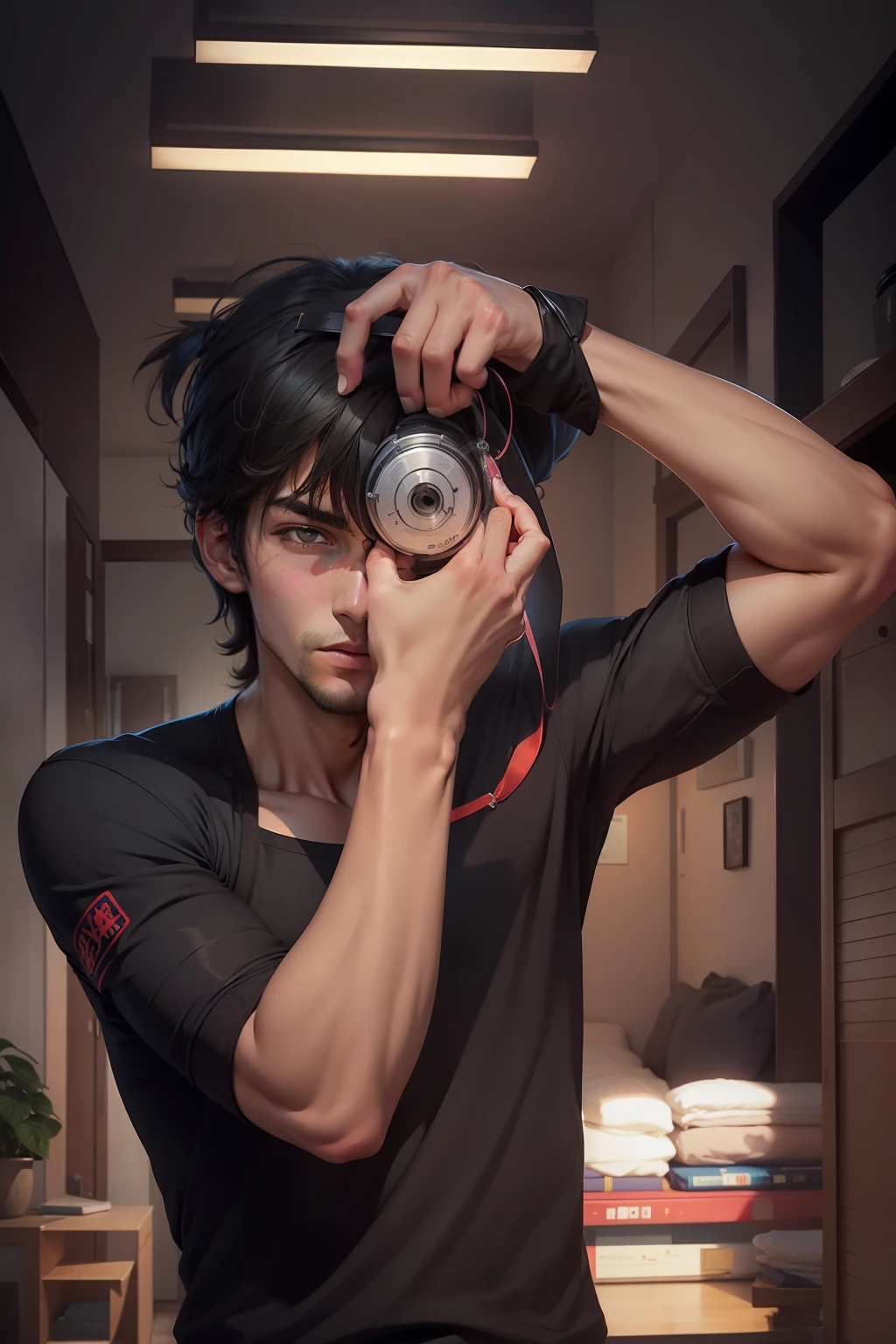 Make this photo anime, handsome boy