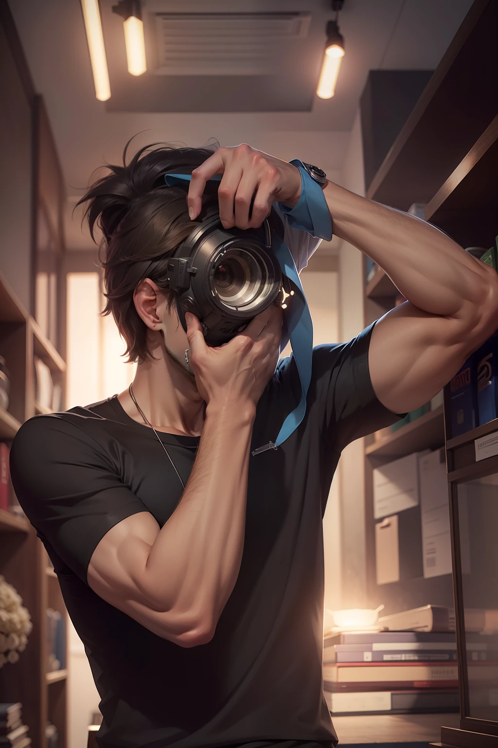 Make this photo anime, handsome boy