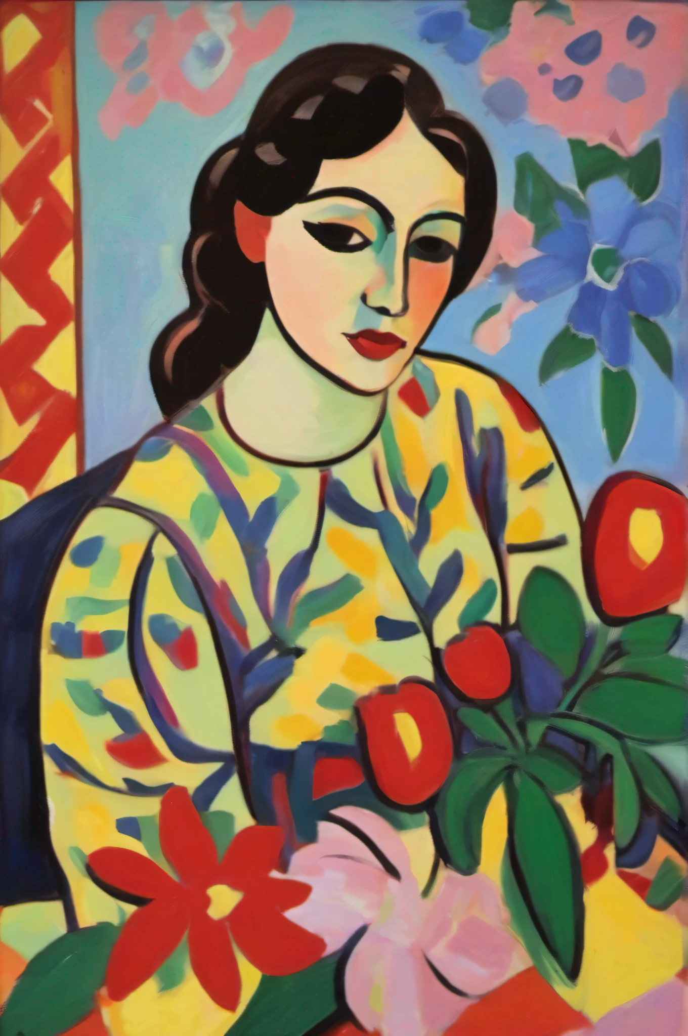 Woman with Flowers, Matisse, Fauvism, Fauvist style,