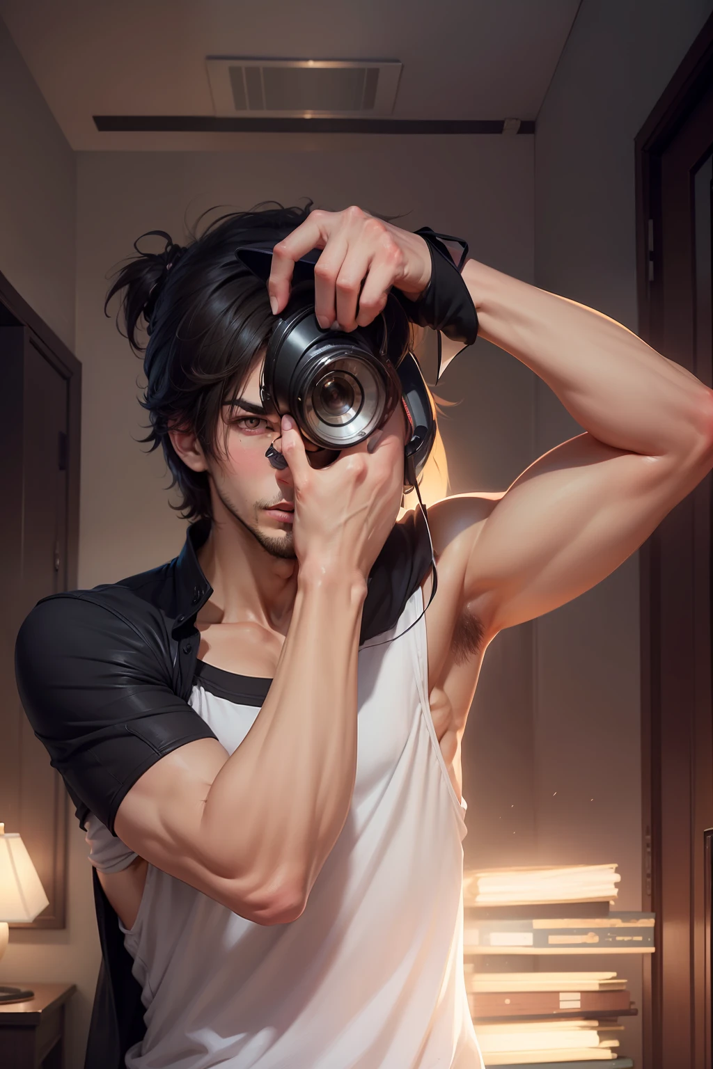 Make this photo anime, handsome boy