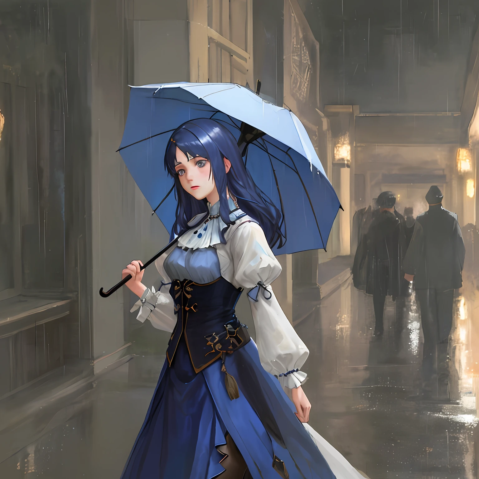 (best qualtiy,tmasterpiece:1.3), 1girll, rainy days, mist, alleys, Firearms,dead body,police cars,Bandits