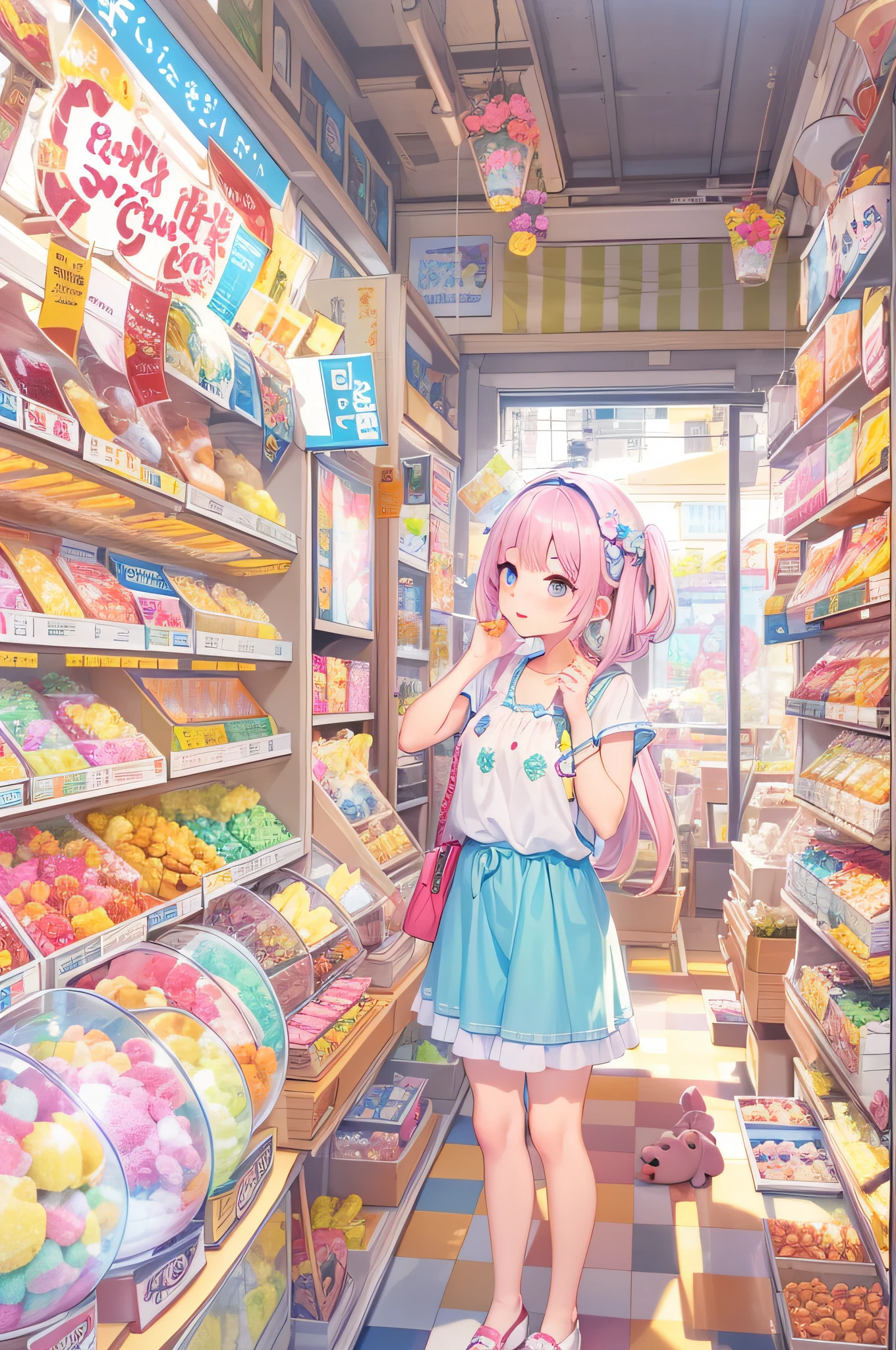 Girl watching TV、summer vacation、Candy Shop