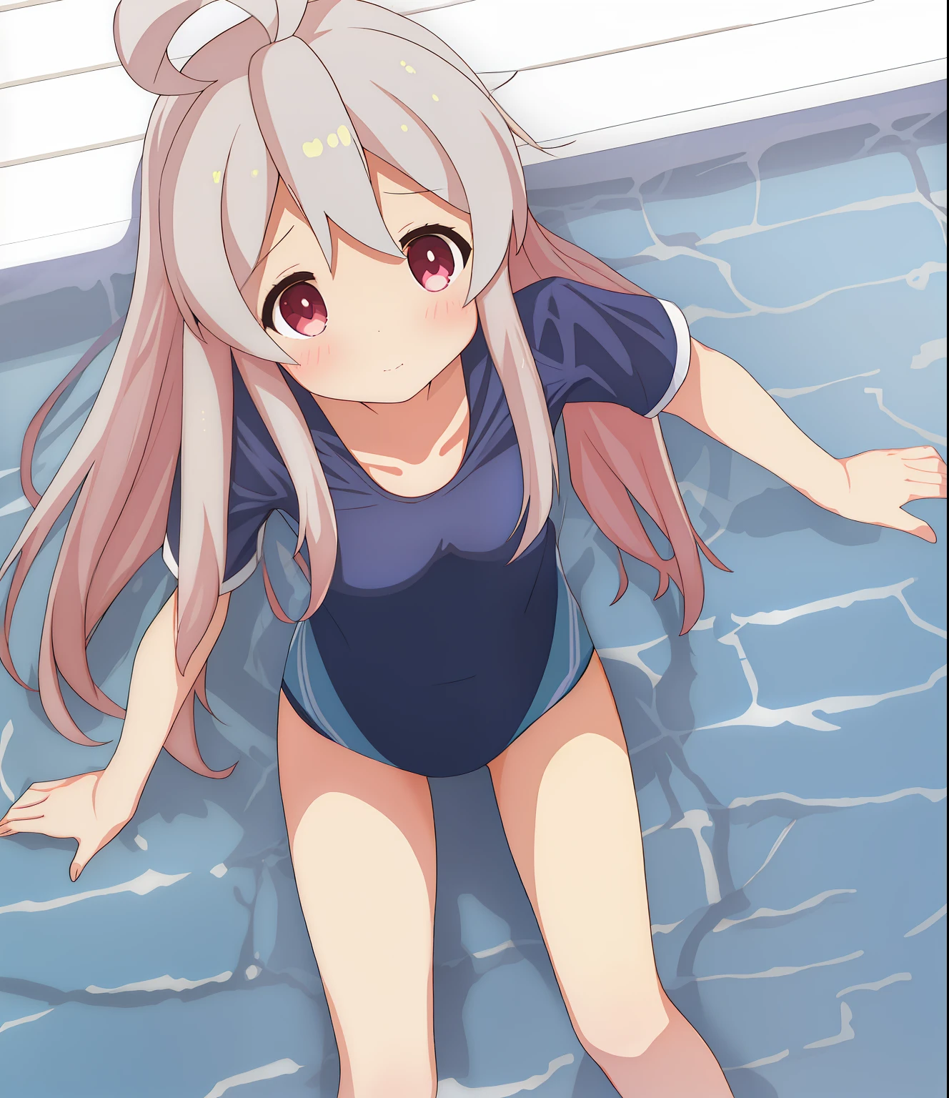 1girll，（oyamamahiro），Pink eyes，Expose ，swimming uniform