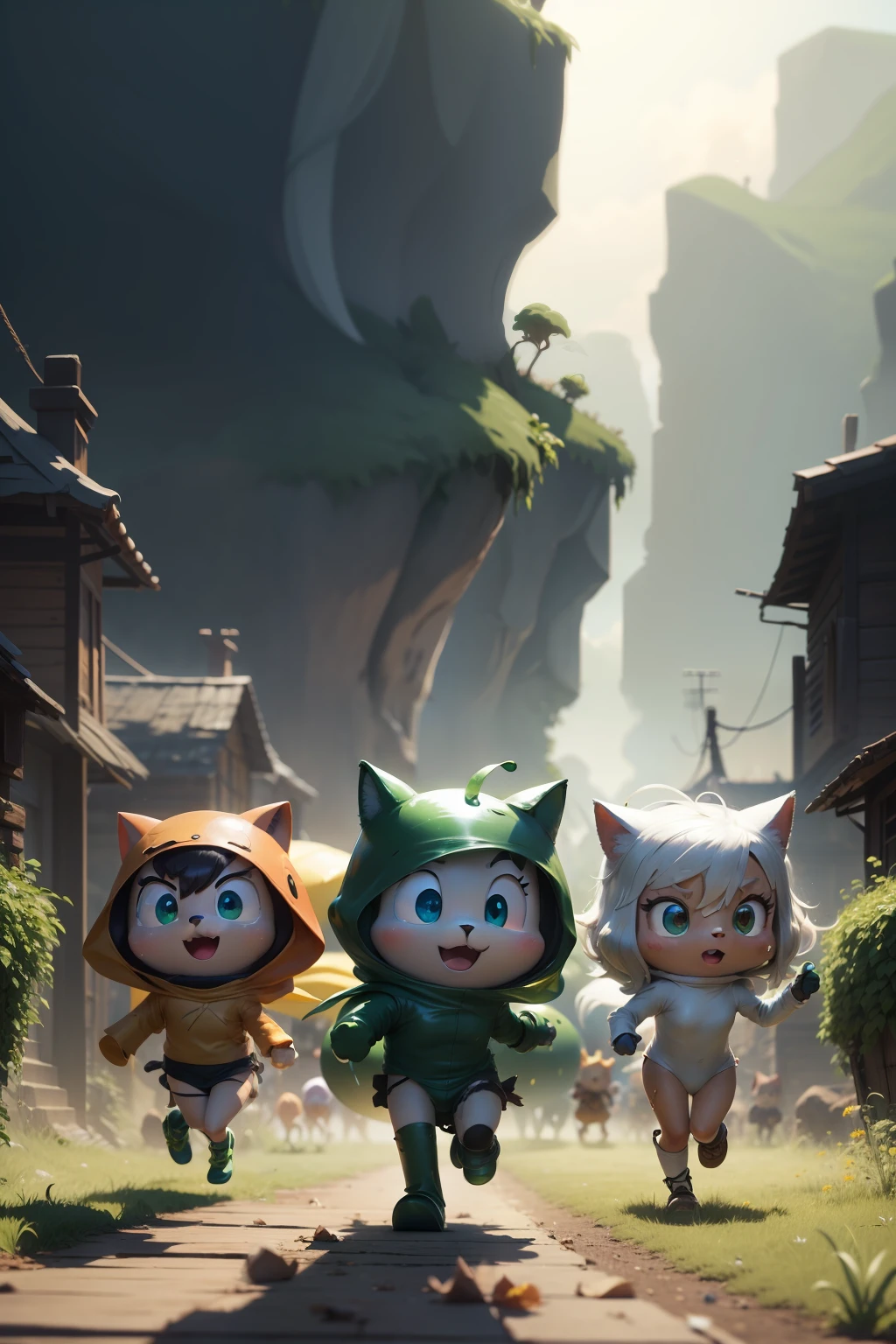 /imagine prompt: a group of cartoon characters running across a field, a cartoon by Hanna-Barbera, featured on deviantart, furry art, official art, behance hd, deviantart hd:: 8-bit::1 realistic::0.7 accent lighting::1 wide angle lens::1 silver color::1 aluminum::1 bronze::1 cotton::1 cellulose::1 cardboard::1 fabric::1 latex::1 glass::1 metallic::1 plastic::1 skin::1 wooden::1 sharink wrap::1 yarn::1 slime::1 dof --ar 1:2 --v 4 --quality 2 --stylize 1000