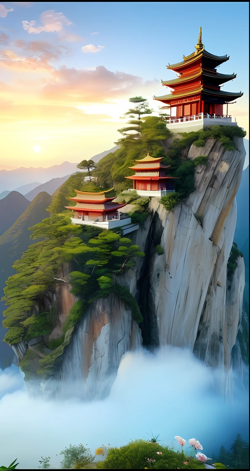 Aalfed Pagoda on a cliff，Beautiful Sky Background, dojo on a mountain, stunning nature in background, amazing wallpapers, Beautiful wallpaper, vertical wallpaper, breathtaking landscape, Chinese landscape, 4k vertical wallpaper, 4k vertical wallpaper, the most beautiful landscape, very beautiful scenery, High quality wallpaper, Nature wallpaper, Amazing landscape, scenery wallpaper, amazing landscape in background