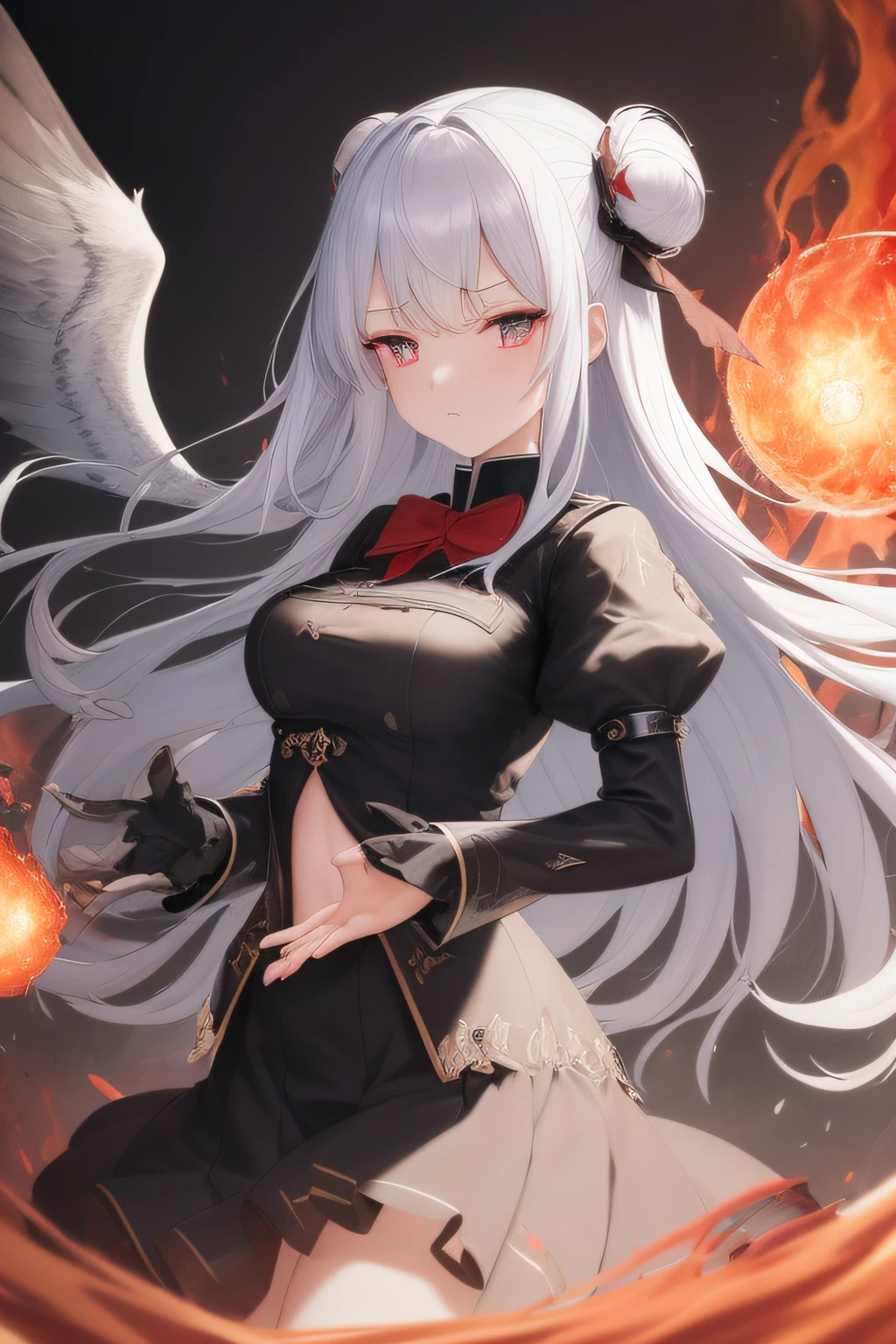 a girl,Phoenix girl,fluffy hair,war,a hell on earth,Beautiful and detailed explosion,Cold machine,Fire in eyes,World War,burning,Metal texture,Exquisite cloth,Metal carving,volume,best quality,normal hands,Metal details,Metal scratch,Metal defects,{{masterpiece}},best quality,official art,4k,best quality,extremely detailed CG unity 8k,illustration,highres,masterpiece,contour deepening,Azur Lane,Girls' Front,Magical，Cloud Map Plan,contour deepening，long-focus，Depth of field，a cloudy sky，Black smoke,smoke of gunpowder, long-focus，Mature, resolute eyes, burning, burning sky, burning hair,Burn oneself in flames, fighting，Covered in blood，complex pattern，battleing，Flying flames，Flame whirlpool，Doomsday Scenes，float，Splashing blood,on the battlefield，Bloody scenes，Good looking flame，Exquisite Flame，Exquisite Blood,photorealistic,Watercolor,colourful, (((masterpiece))),best quality, illustration,beautiful detailed glow,detailed ice,beautiful detailed water,red moon, (magic circle:1,2), (beautiful detailed eyes),expressionless,beautiful detailed white gloves, own hands clasped, (floating palaces:1.1),azure hair,disheveled hair,long bangs, hairs between eyes, dark dress, (dark magician girl:1.1),black kneehighs, black ribbon,white bowties,midriff,{{{half closed eyes}}},,big forhead,blank stare,flower,large top sleeves,, (((masterpiece))),best quality, illustration,(beautiful detailed girl),beautiful detailed glow,detailed ice,beautiful detailed water,(beautiful detailed eyes),expressionless,beautiful detailed white gloves, (floating palaces:1.2),azure hair,disheveled hair,long bangs, hairs between eyes, (skyblue dress),black ribbon,white bowties,midriff,{{{half closed eyes}}},,big forhead,blank stare,flower,large top sleeves,(((ice crystal texture wings)),(((ice and fire melt)))