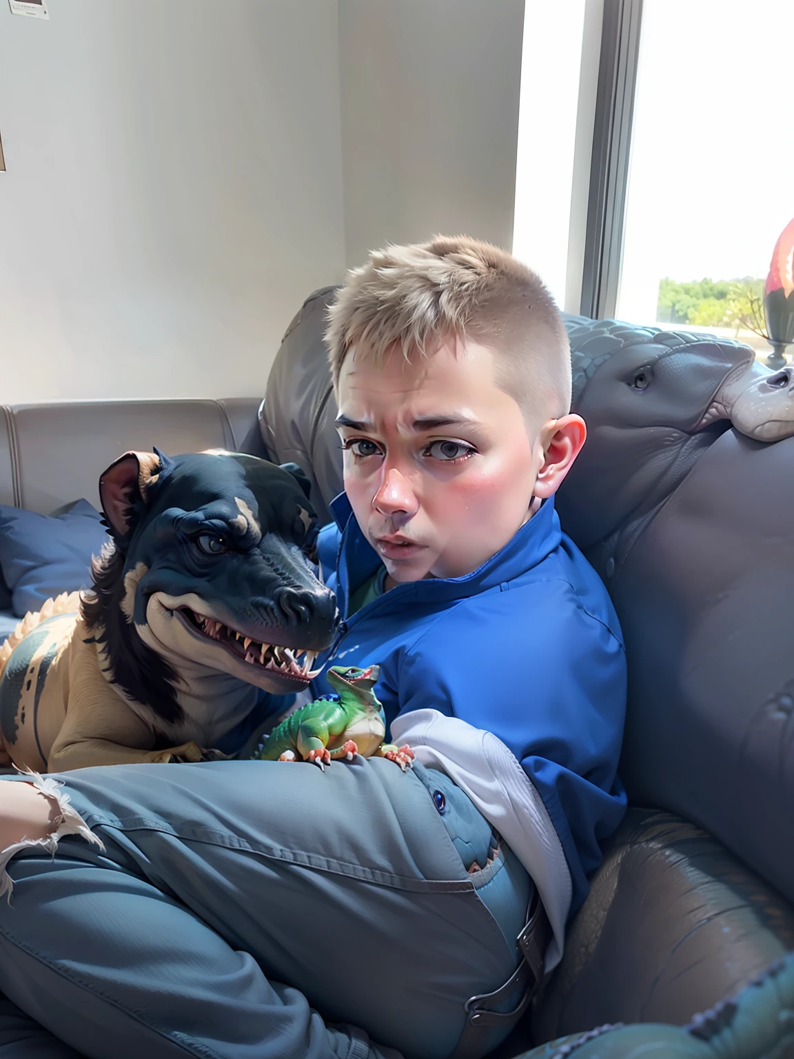 Holding a pet dinosaur